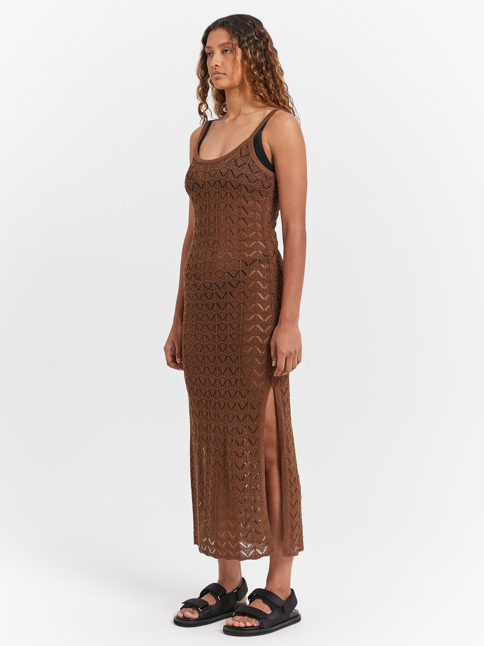 Marketta Midi Dress in Chocolate