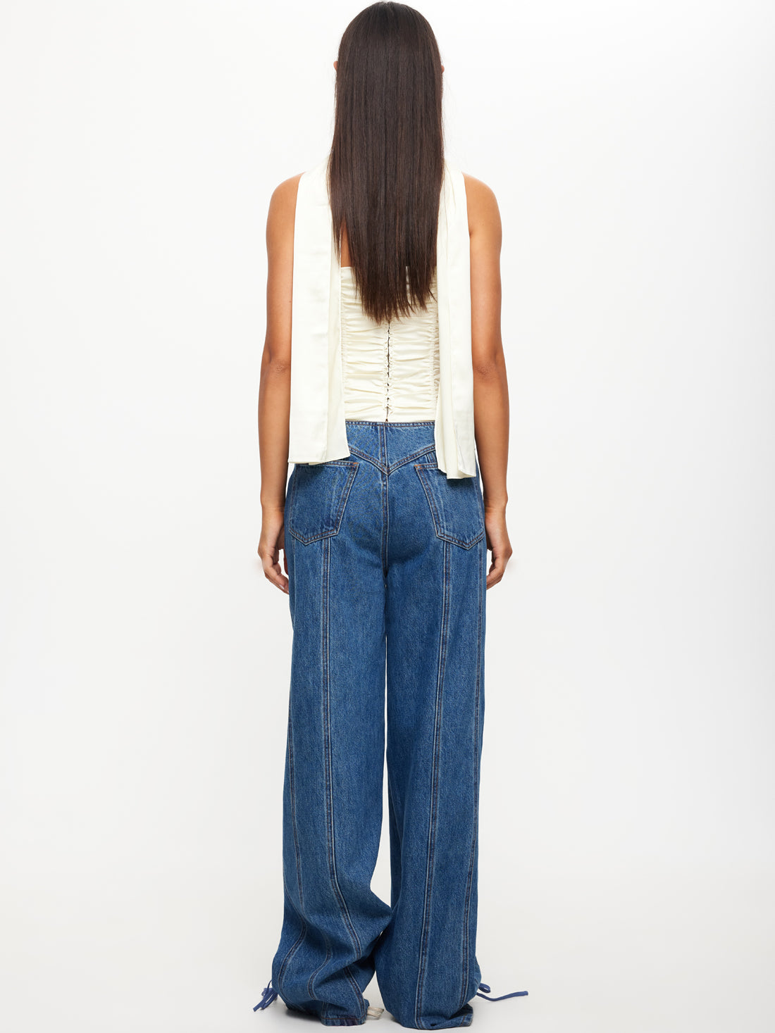 Daydream Tie Up Jeans in Blue Denim