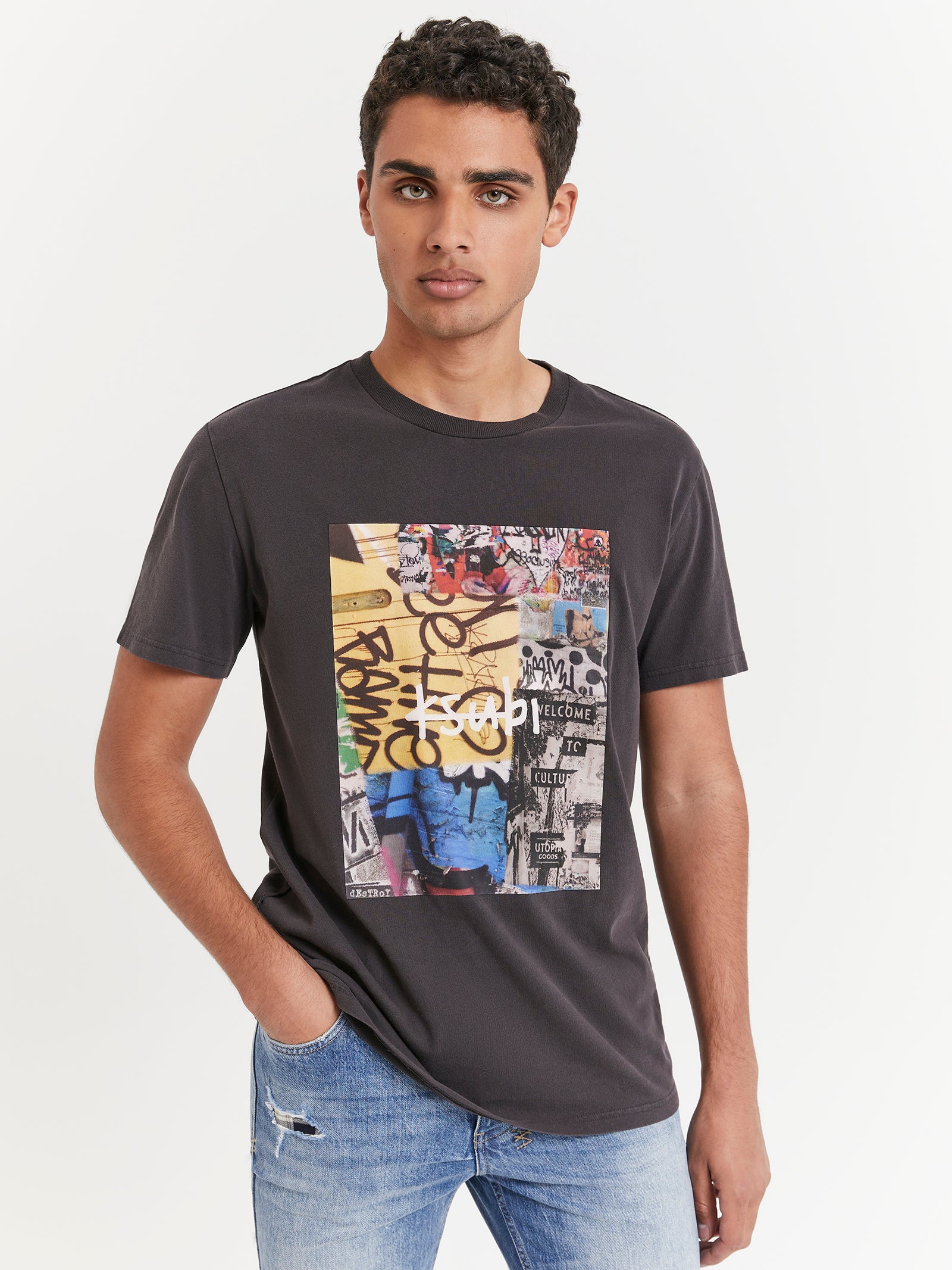 Kulture Kash Short Sleeve T-Shirt in Faded Black