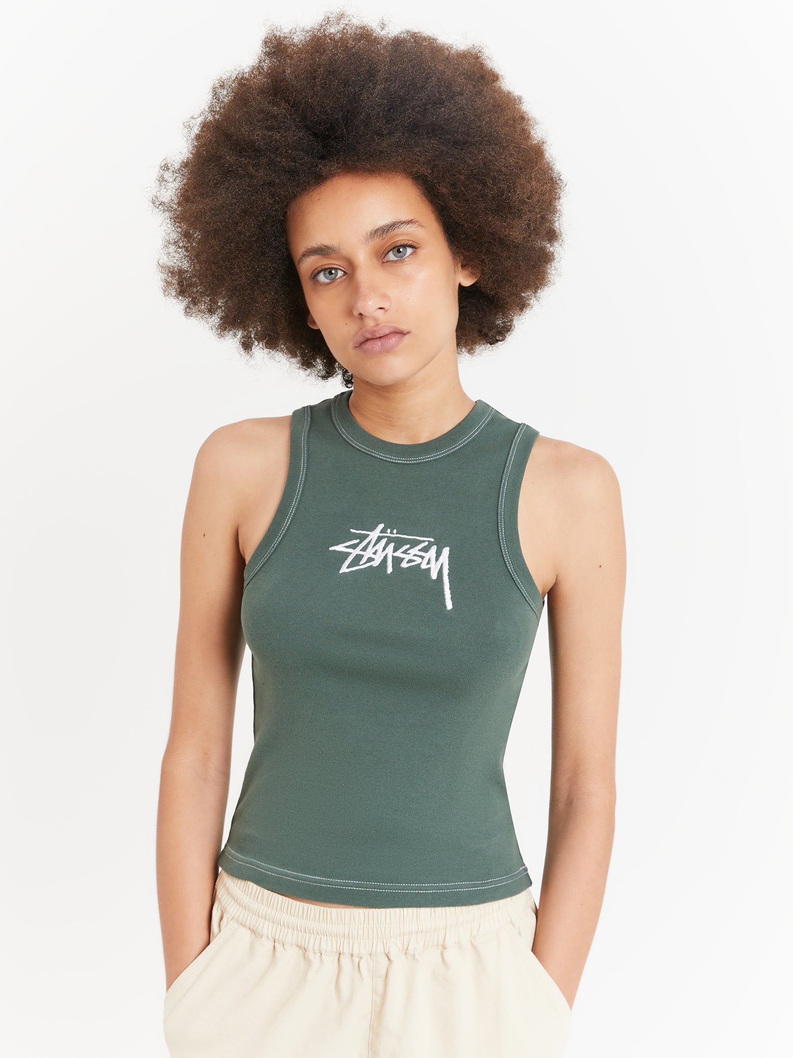 Stussy Stock Tank in Fern