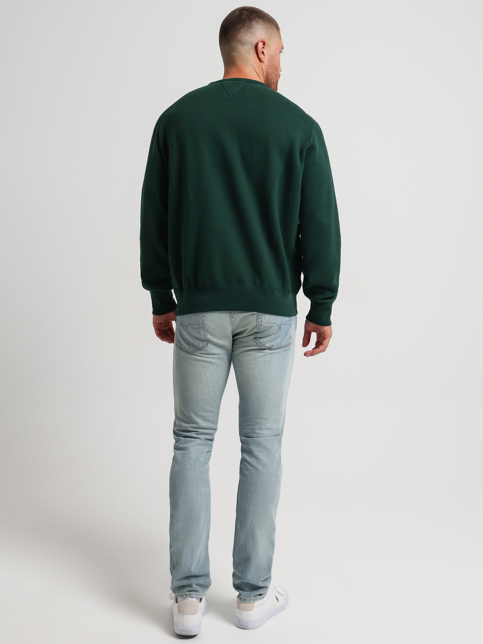 Vintage Fleece Crew Sweat in College Green