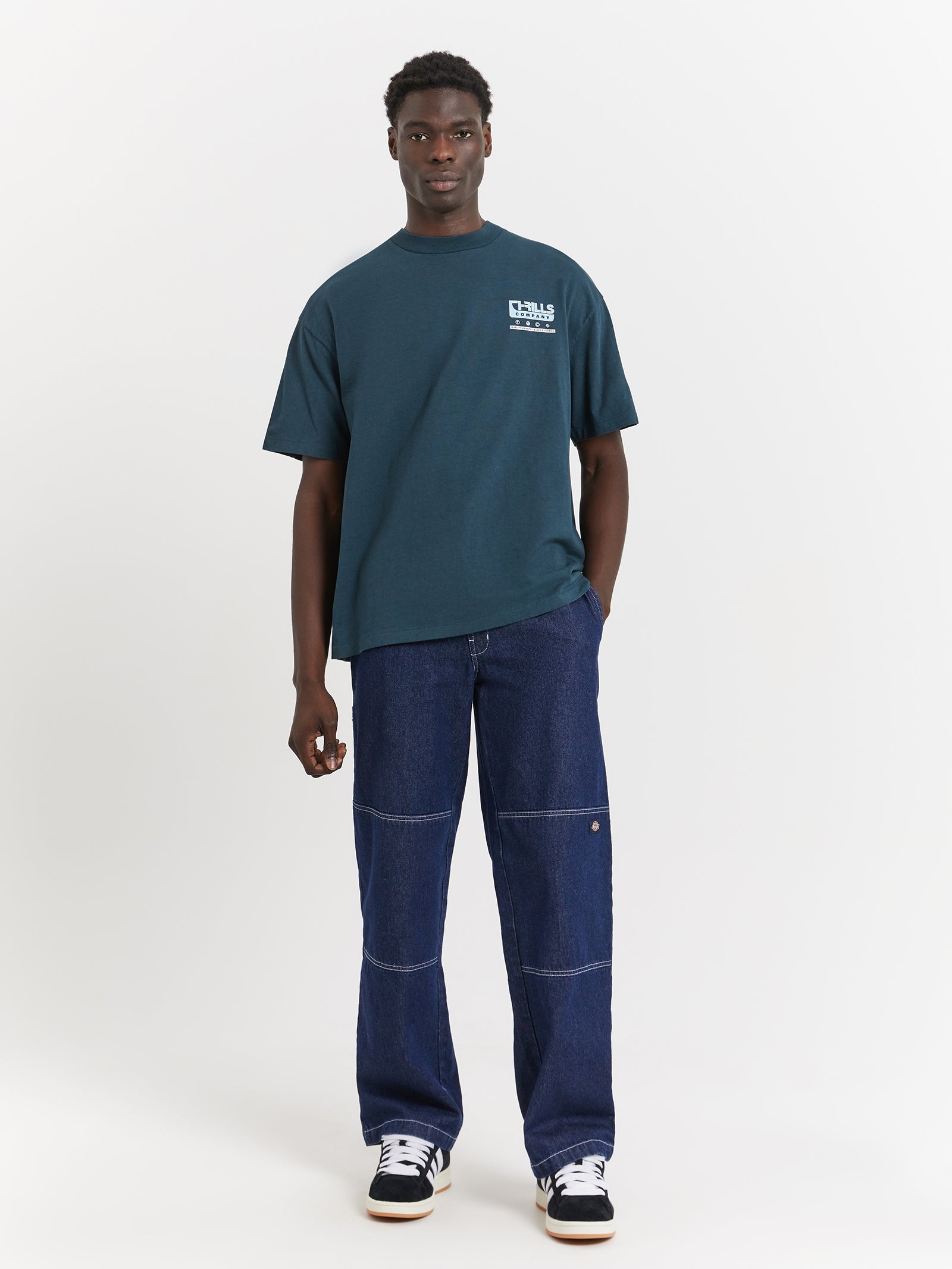 Services Box Fit Oversize T-Shirt in Jasper Green