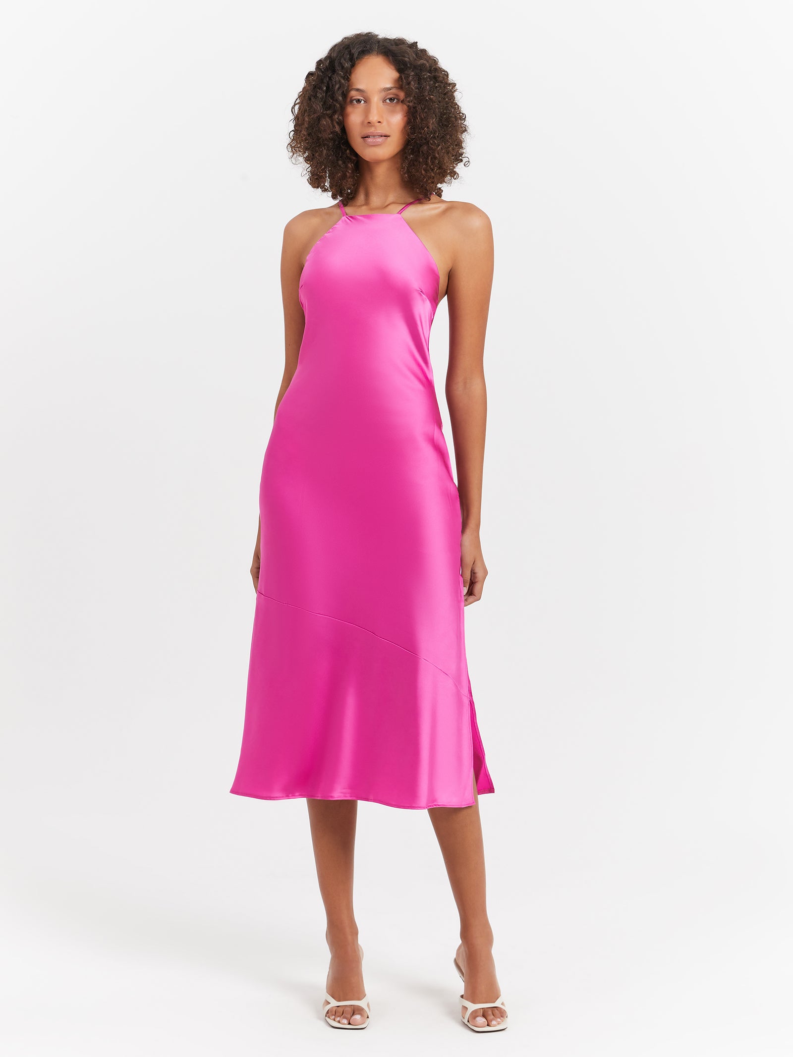 Makala Tie Back Midi Dress in Hibiscus