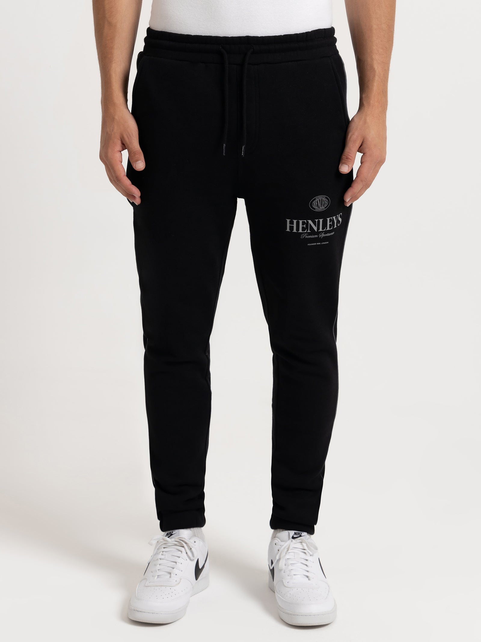 Varsity Reflective Track Pants in Black