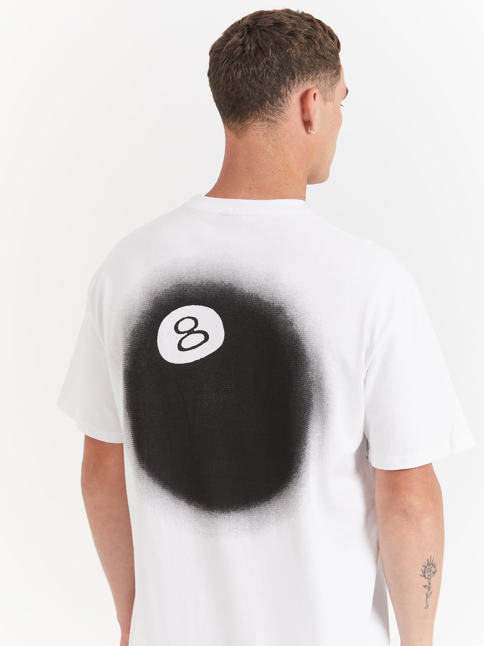 8 Ball Fade Heavyweight Short Sleeve T-Shirt in White