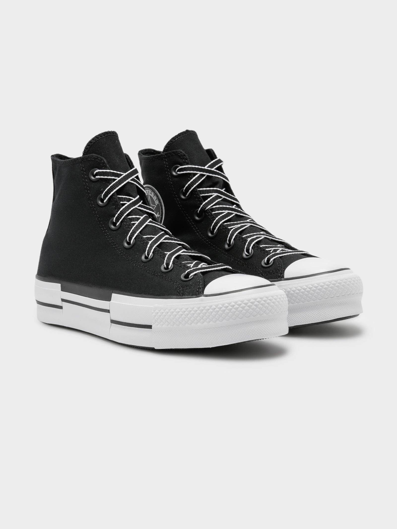 Womens Chuck Taylor All Star Lift Outline Sketch Sneakers in Black & White