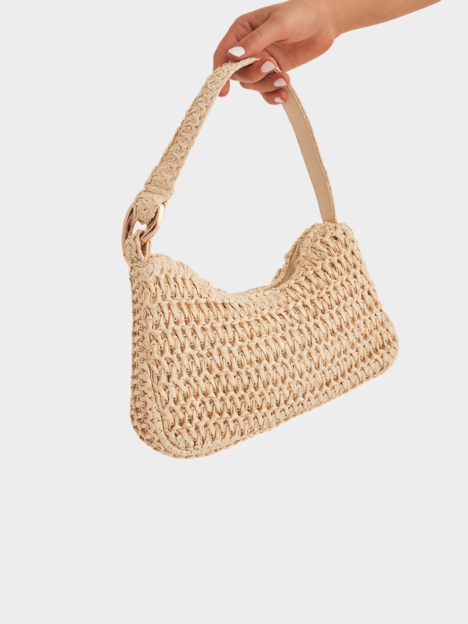 Summer Shoulder Bag in Natural Raffia