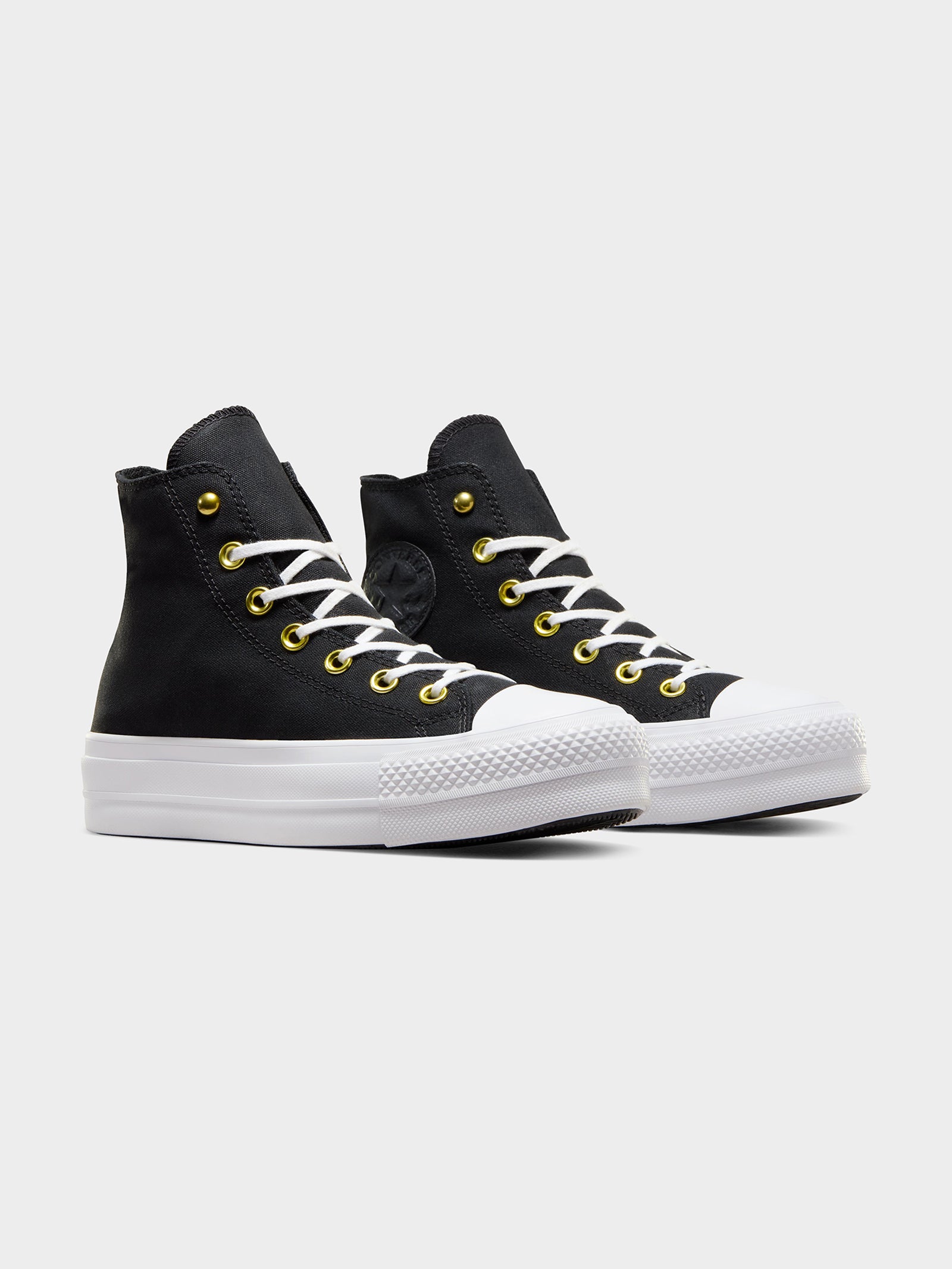 Womens Chuck Taylor All Star Lift Star Studded High Top Sneakers in Black & White