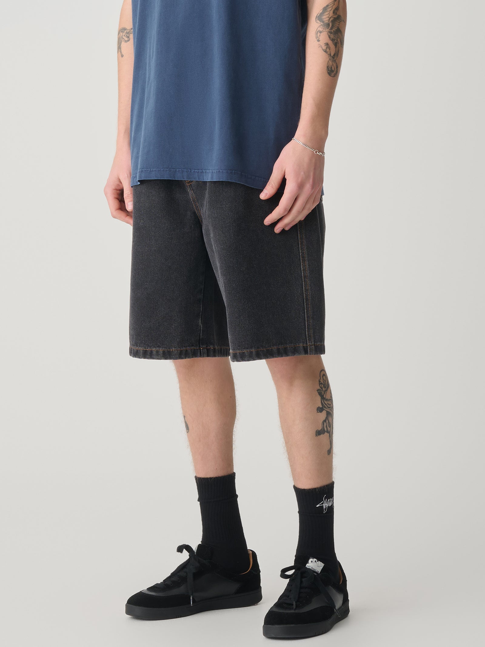 Denim Standard Short In Washed Black