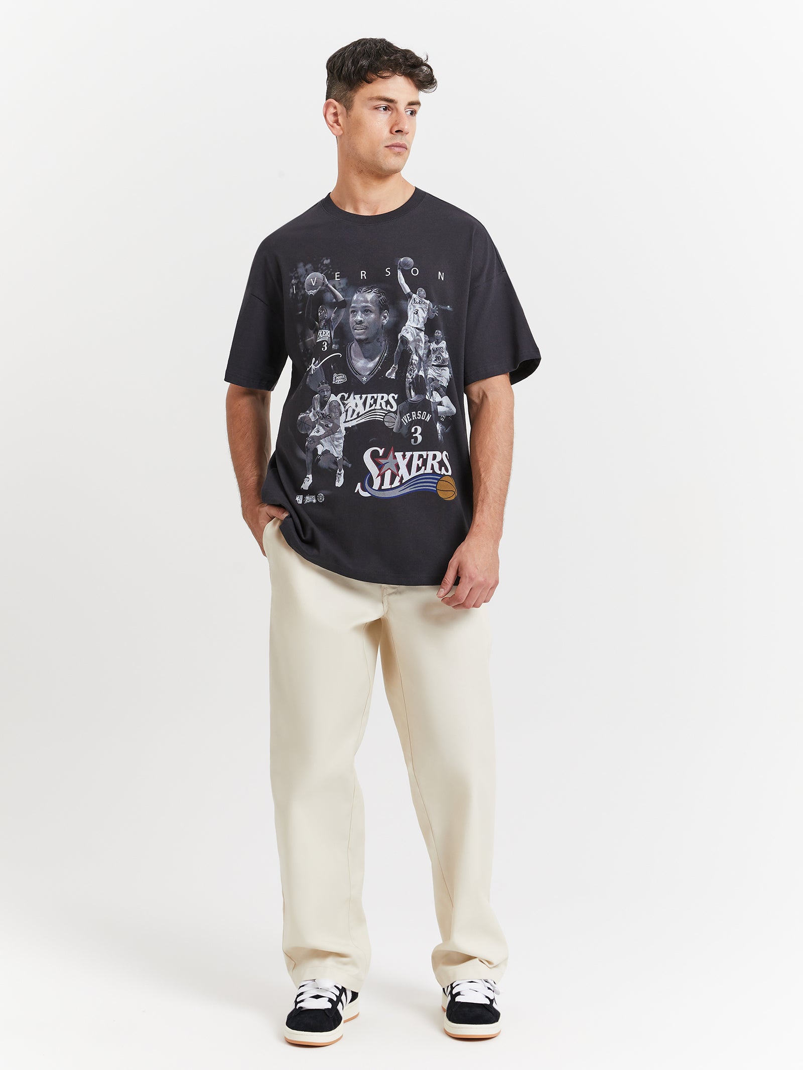 Allen Iverson Player Homage Photo T-Shirt in Faded Black