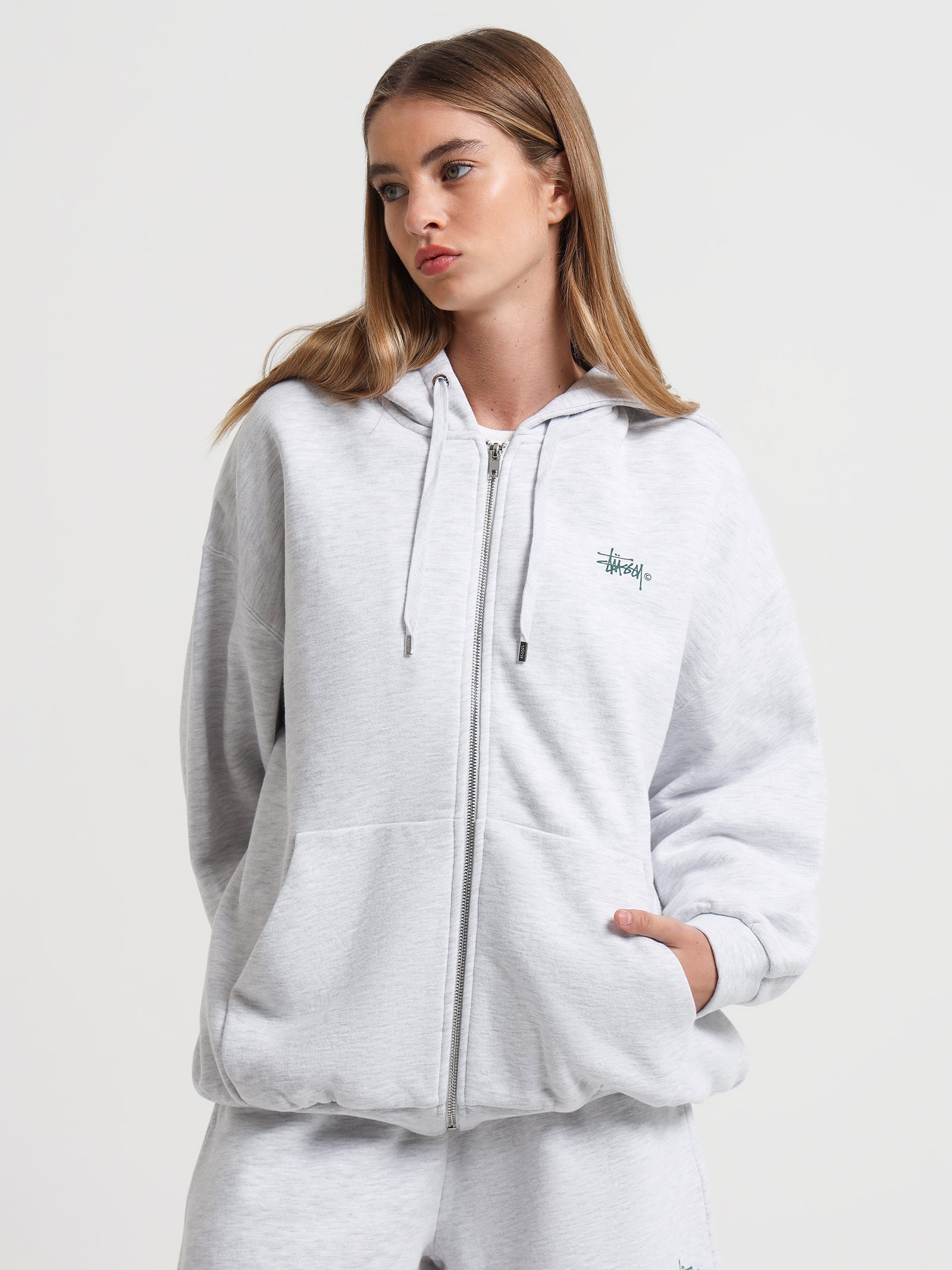 Graffiti Zip Up Hood in Snow Marle