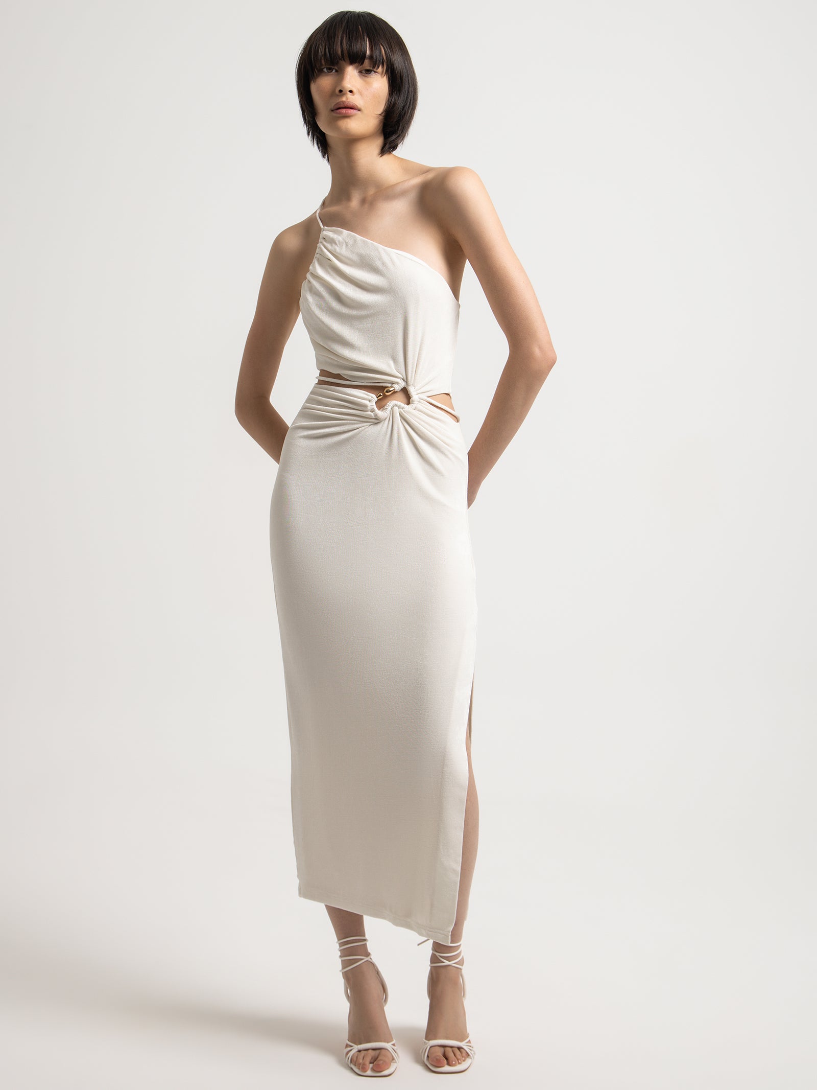 Sidney Slinky Jersey Midi Dress in Ivory