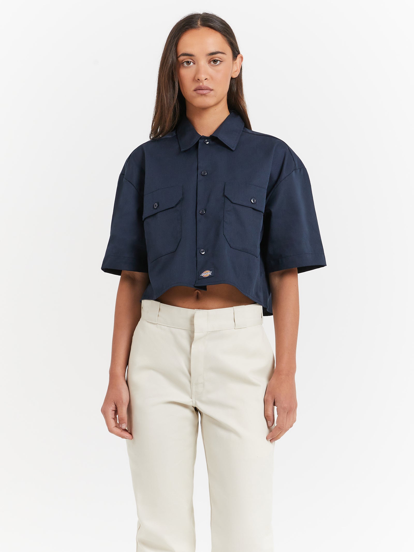 Cropped Work Shirt in Dark Navy