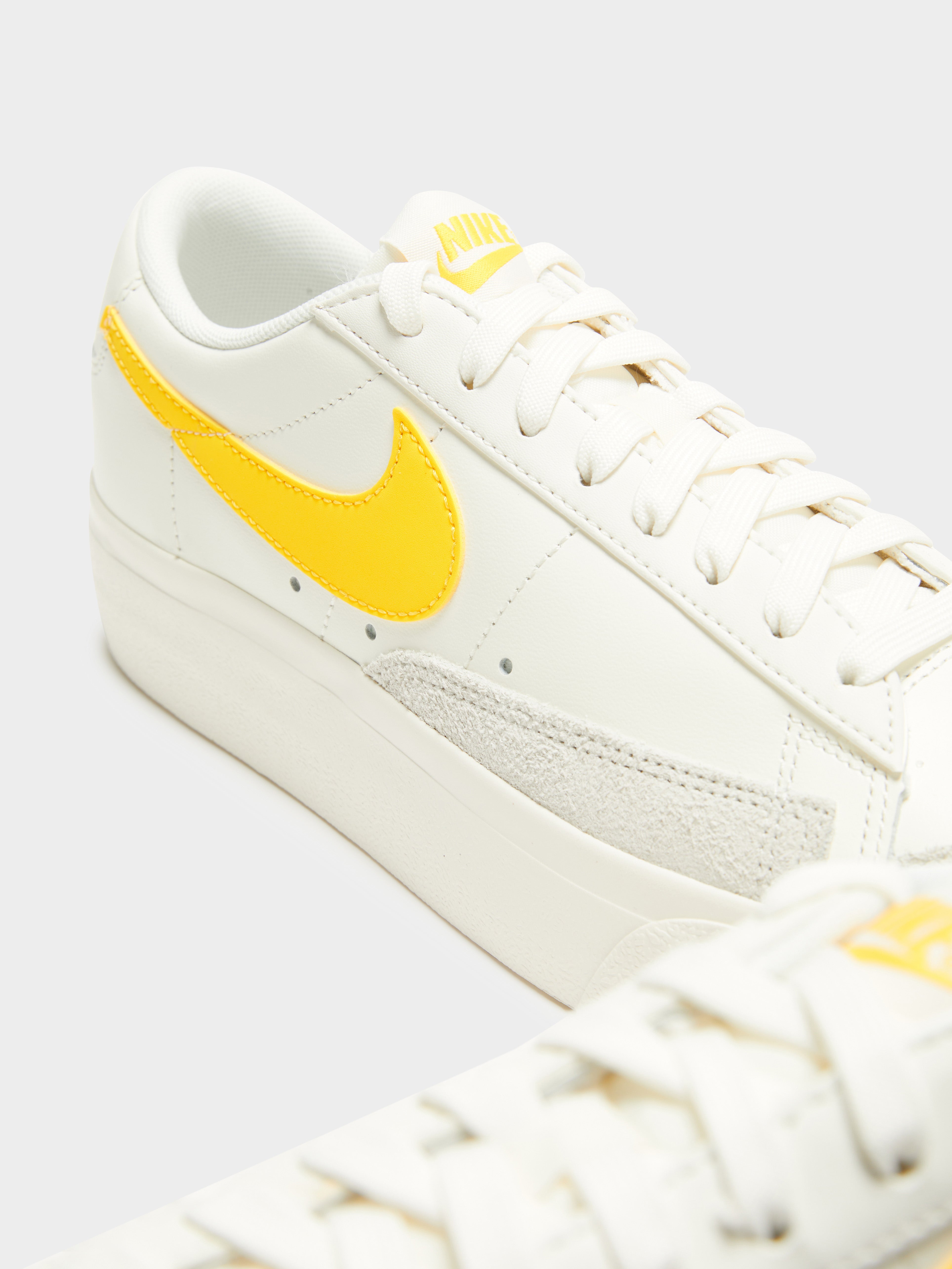 Womens Blazer Low Platform Sneakers in White & Yellow