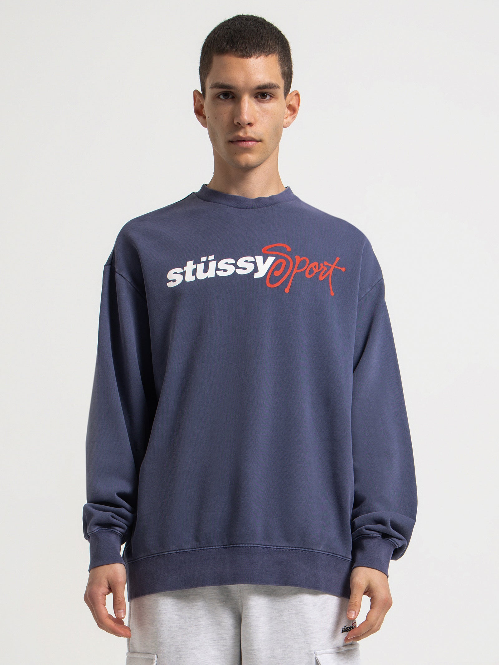 Stussy Sport 50-50 Crew in Pigment Navy