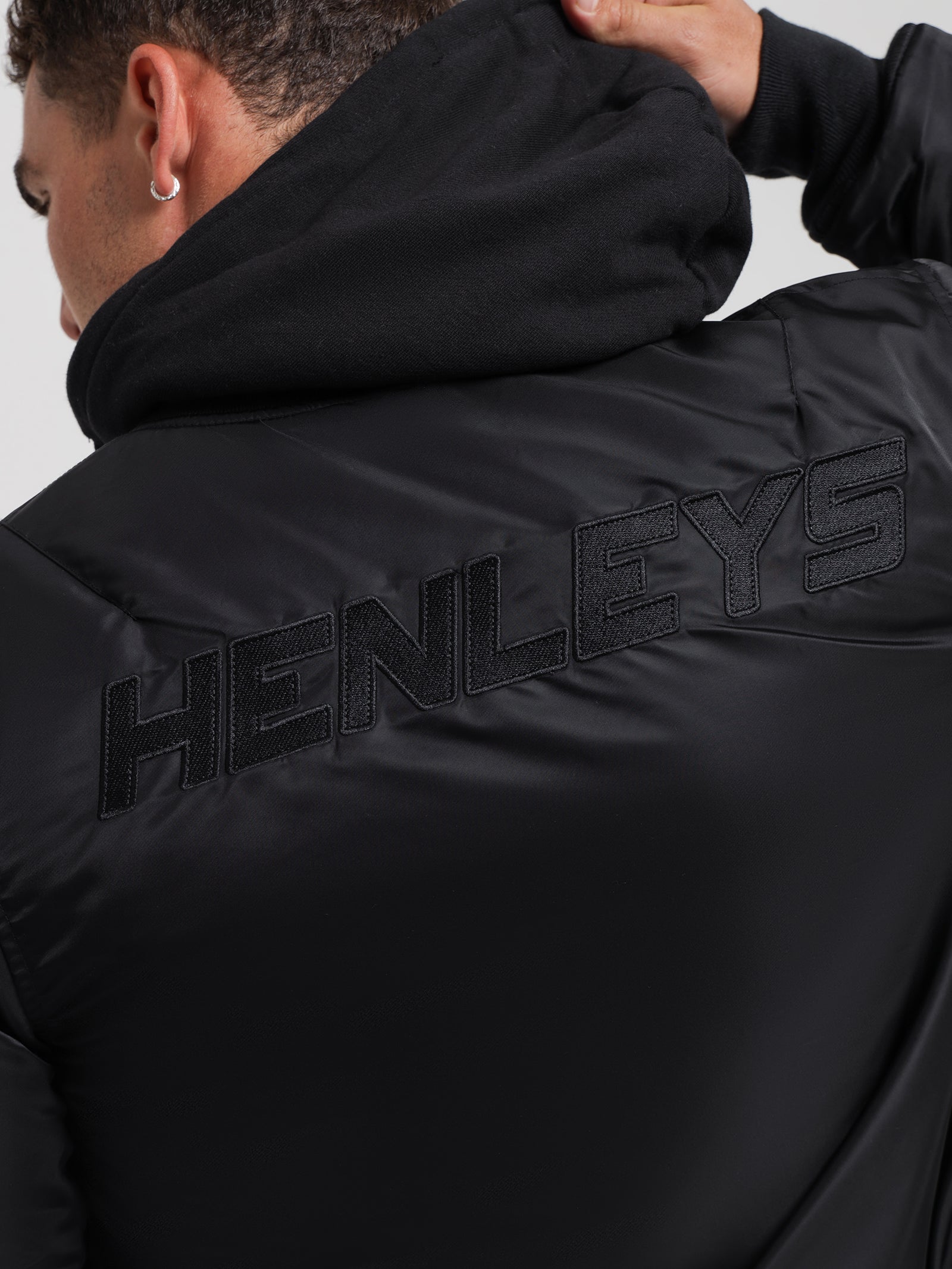 Overdrive Hooded Bomber Jacket in Coal