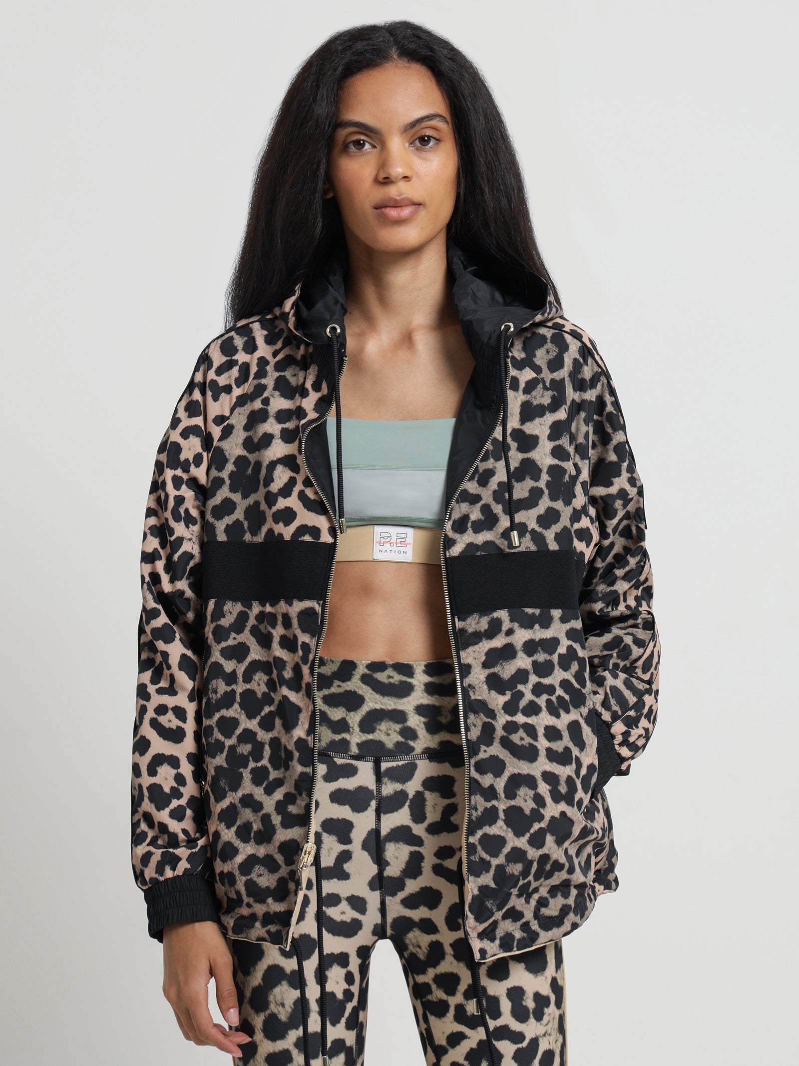 Reversible Man Down Jacket in Beige & Animal Print