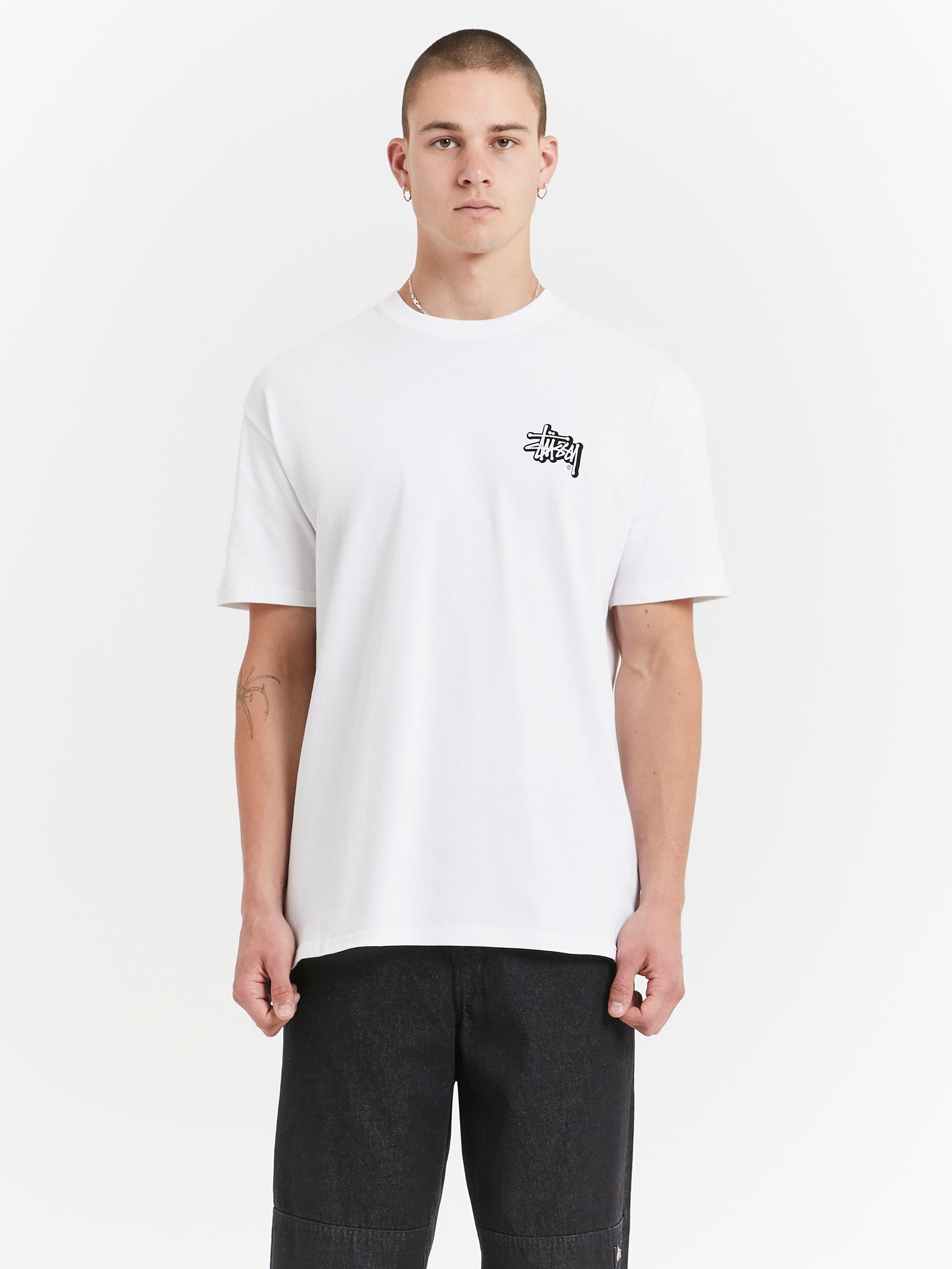 Solid Offset Graffiti Heavyweight T-Shirt in White