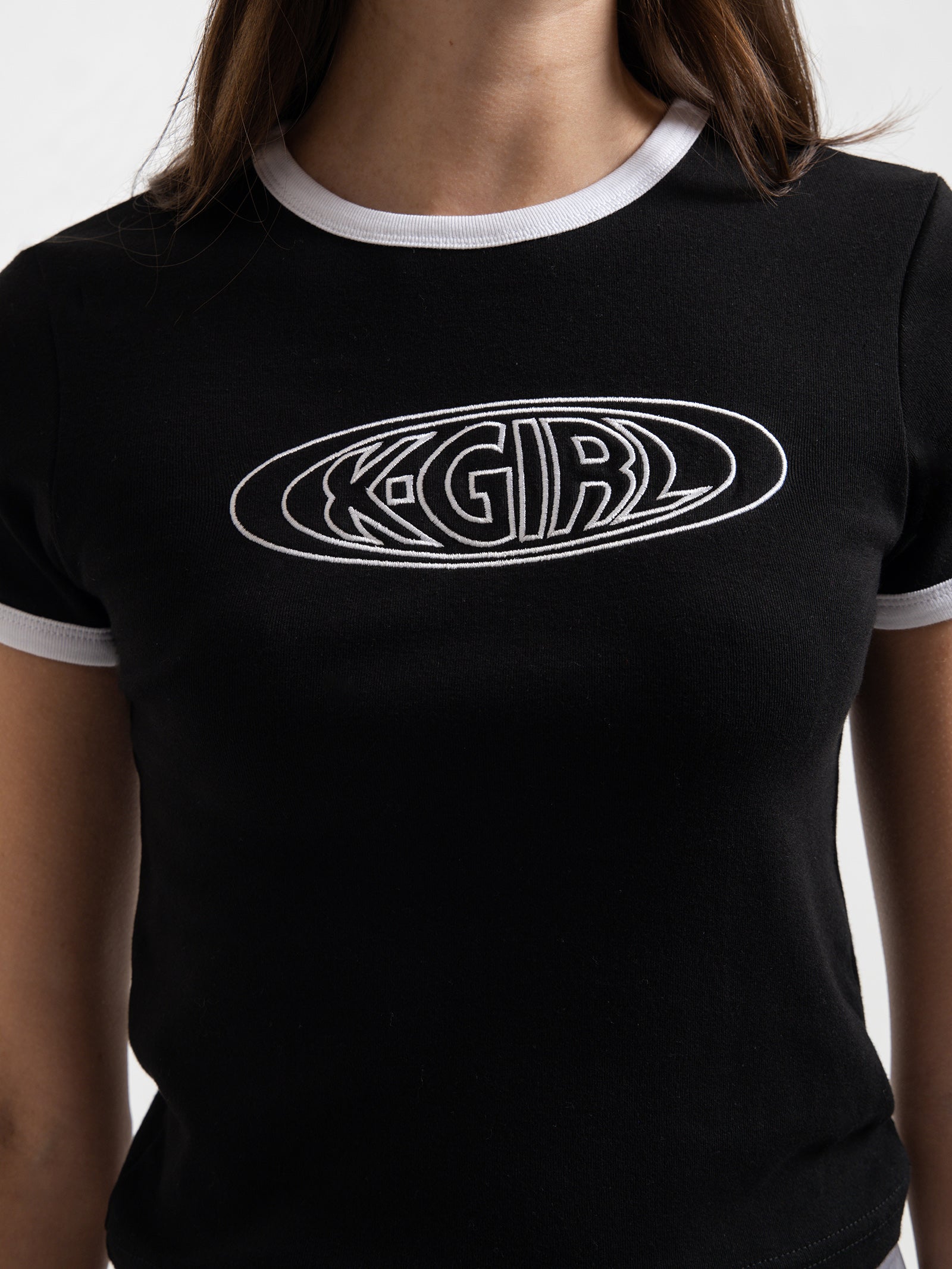 Oval Logo Ringer Baby T-Shirt in Black