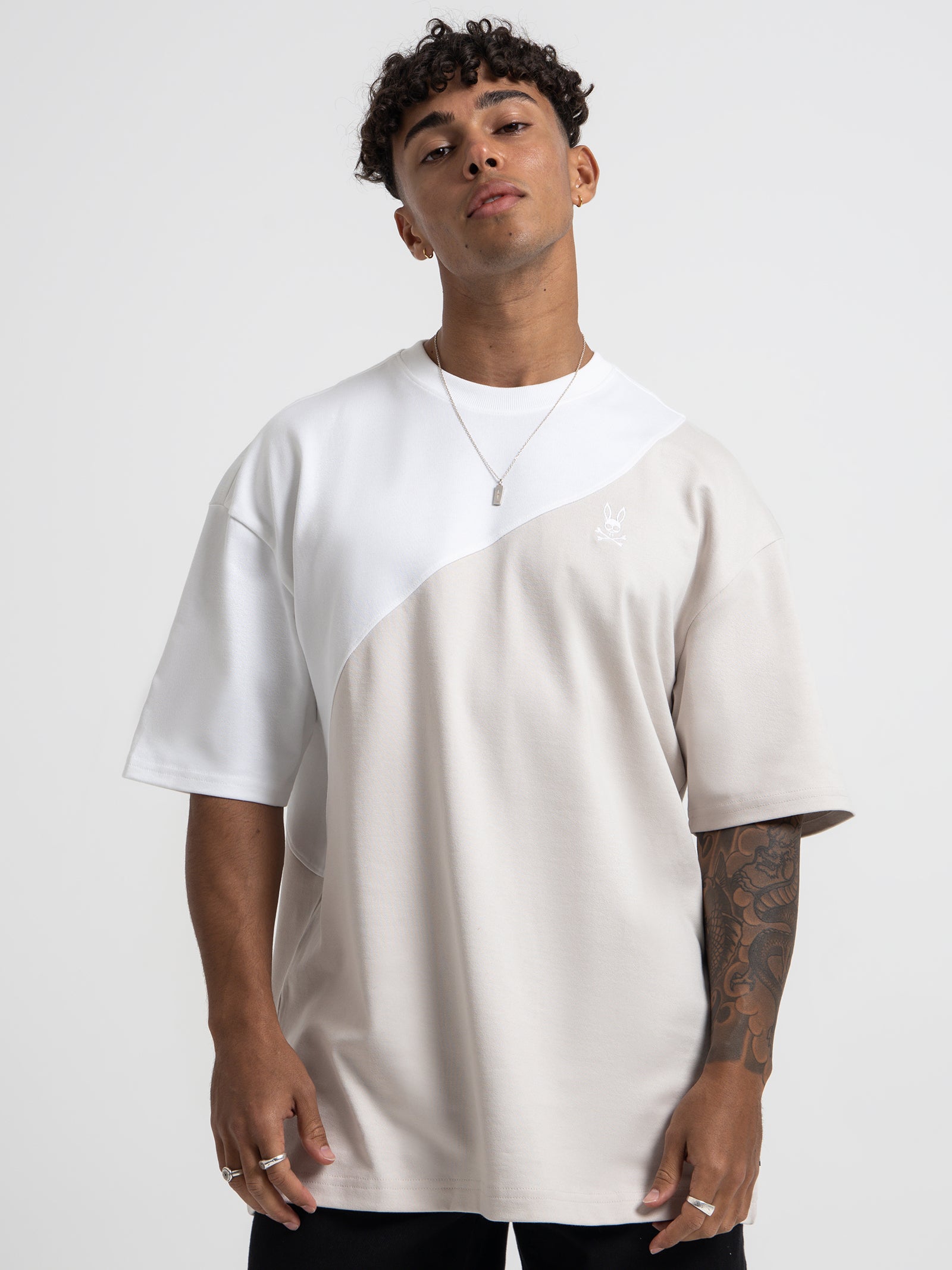 Kenny Relaxed Fit Embroidery T-Shirt in Natural Linen