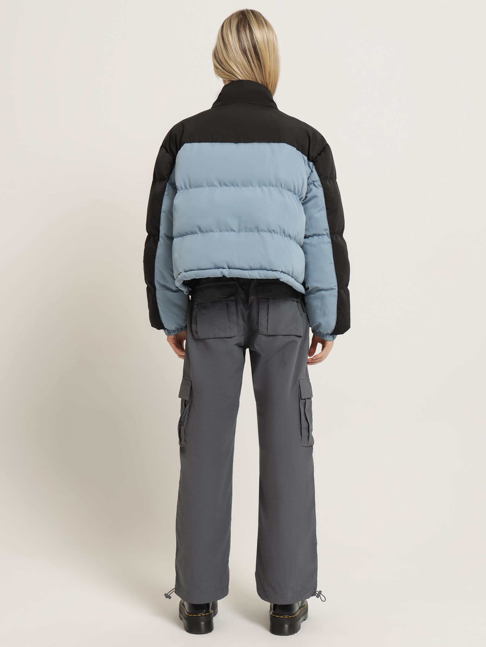 Bicolour Puffer Jacket in Slate