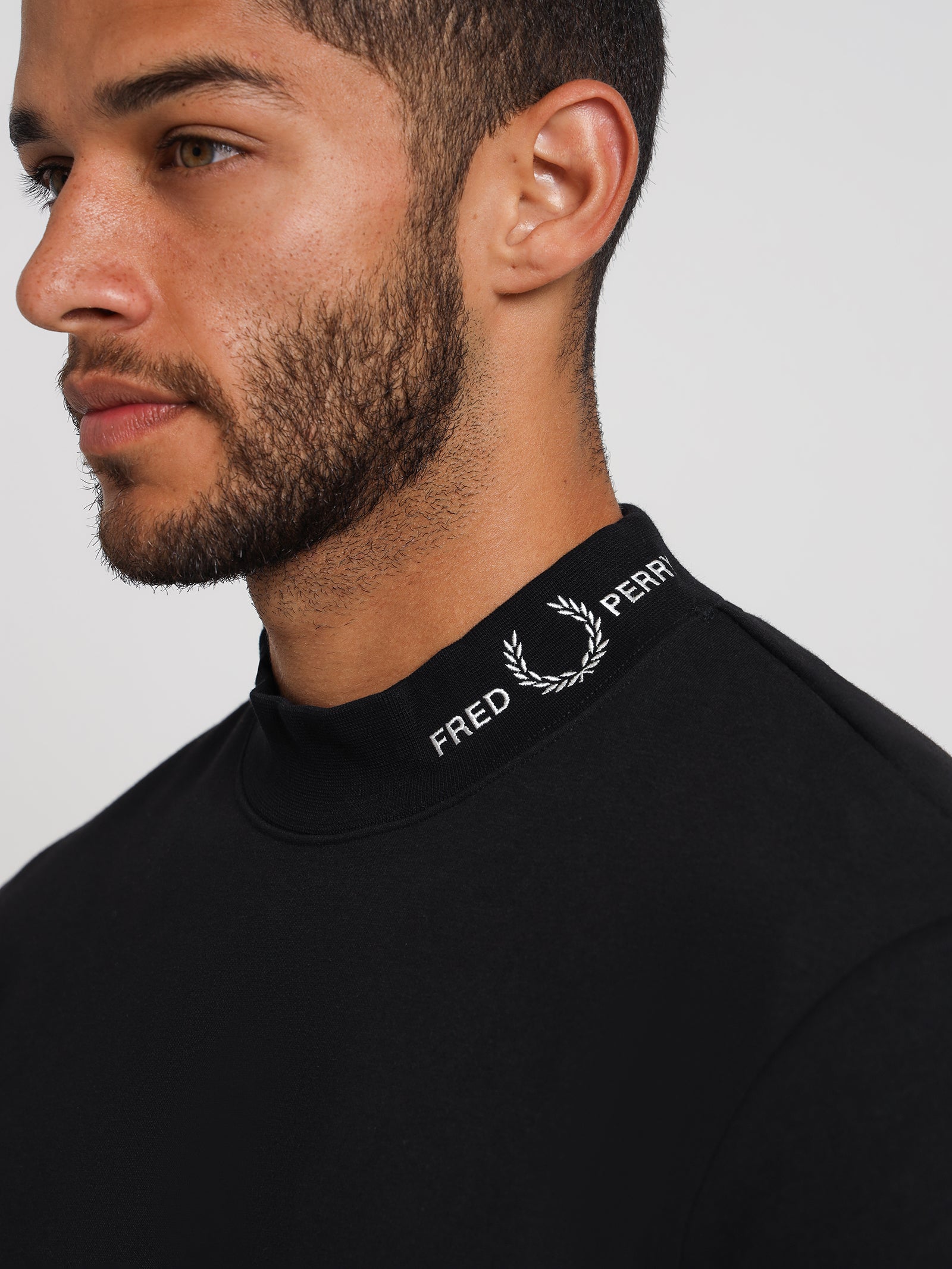 Branded Collared Sweatshirt in Black