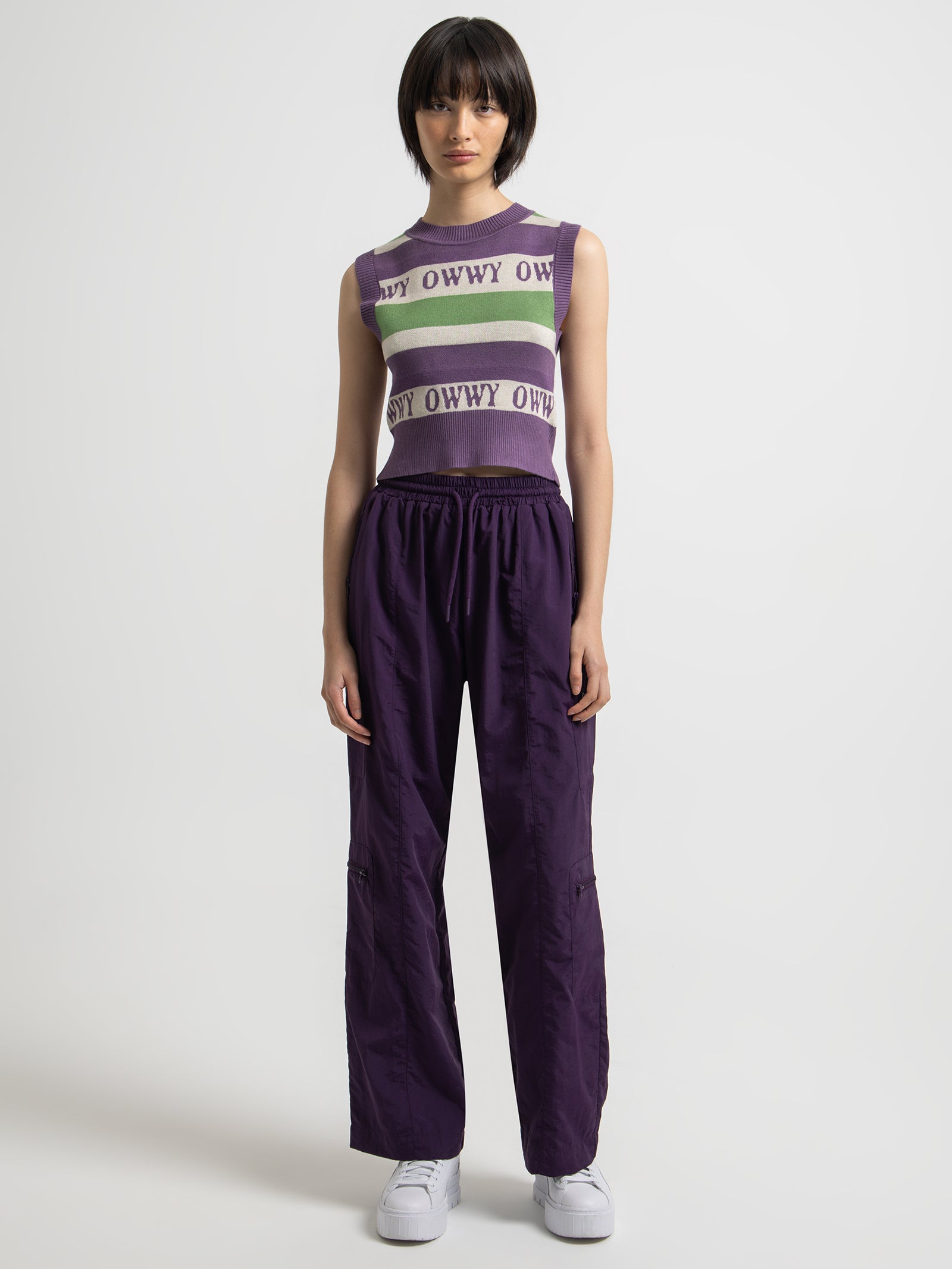 Cargo Nylon Pants in Blackcurrant