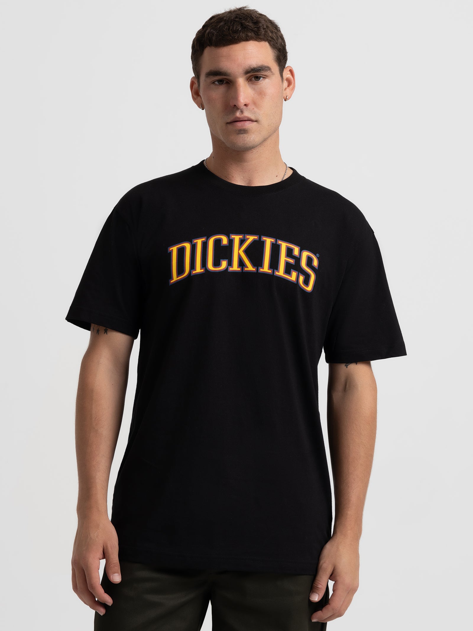 Collegiate Tri-Colour T-Shirt in Black