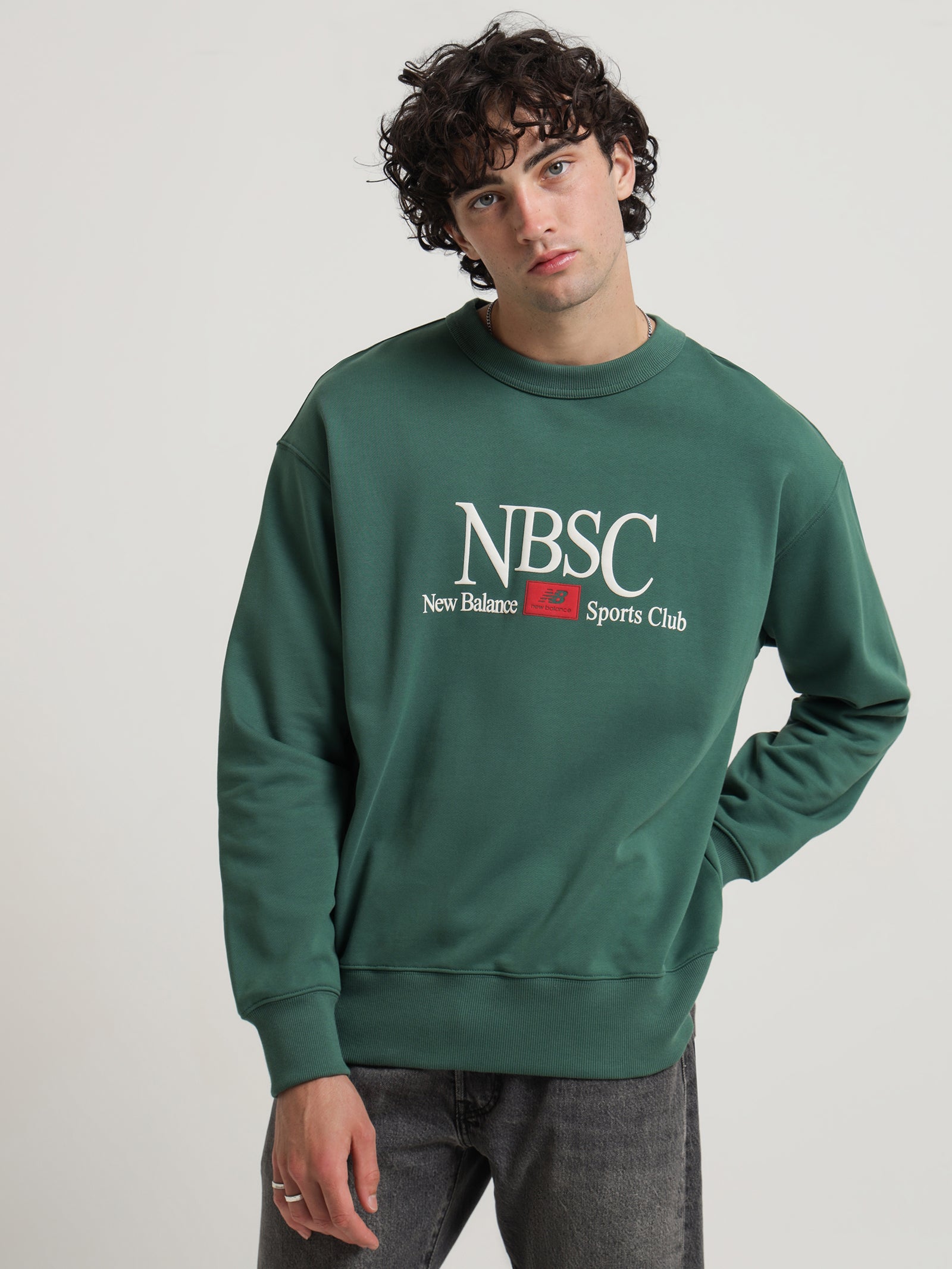 Athletics Sports Club French Terry Crewneck in Bottle Green