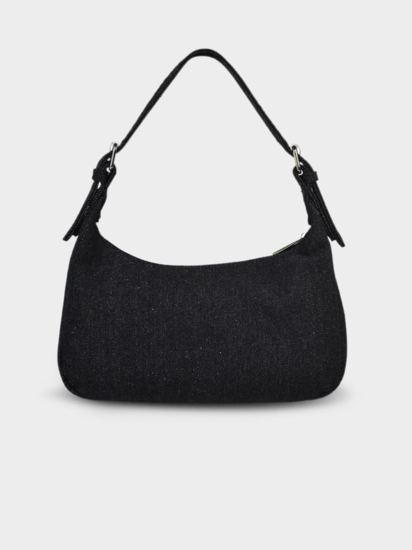 Livi Denim Shoulder Bag in Black & Silver