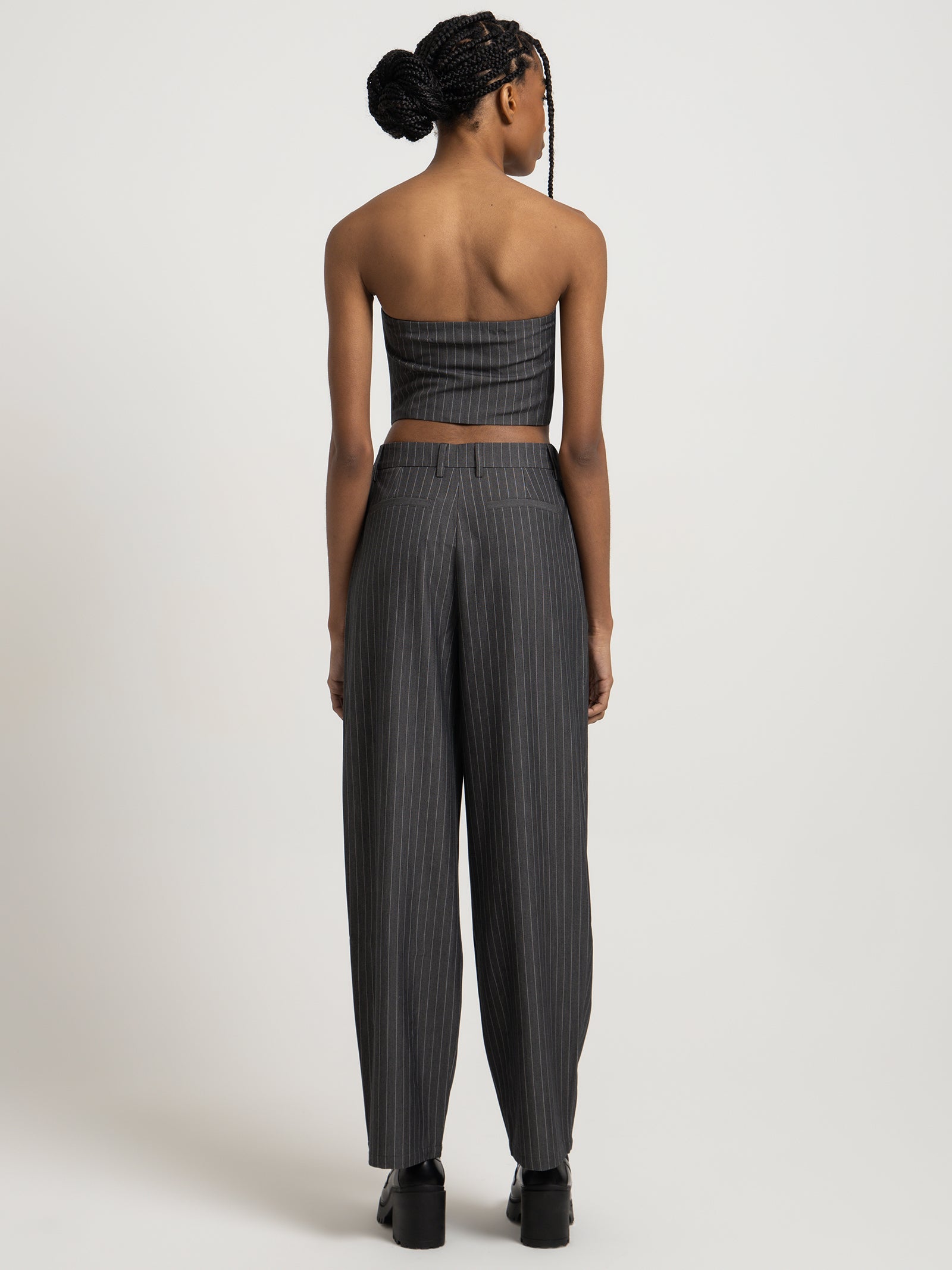 Skye Bodice in Grey Pinstripe