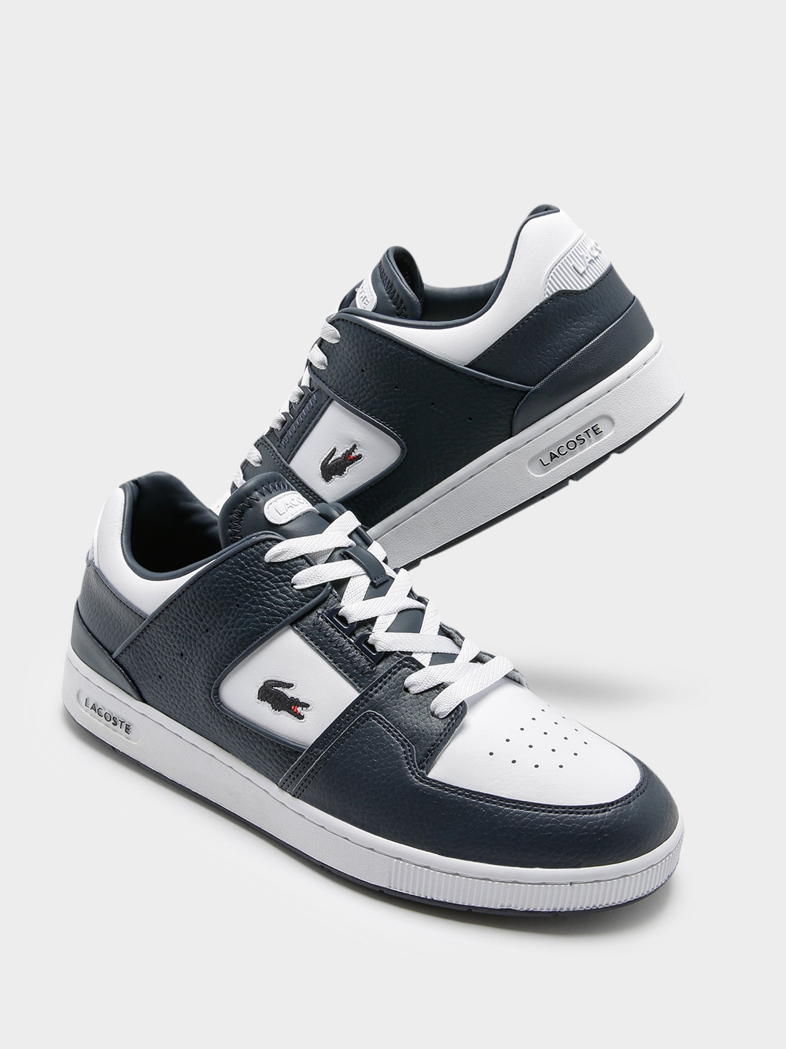 Mens Court Cage Sneakers in White & Navy