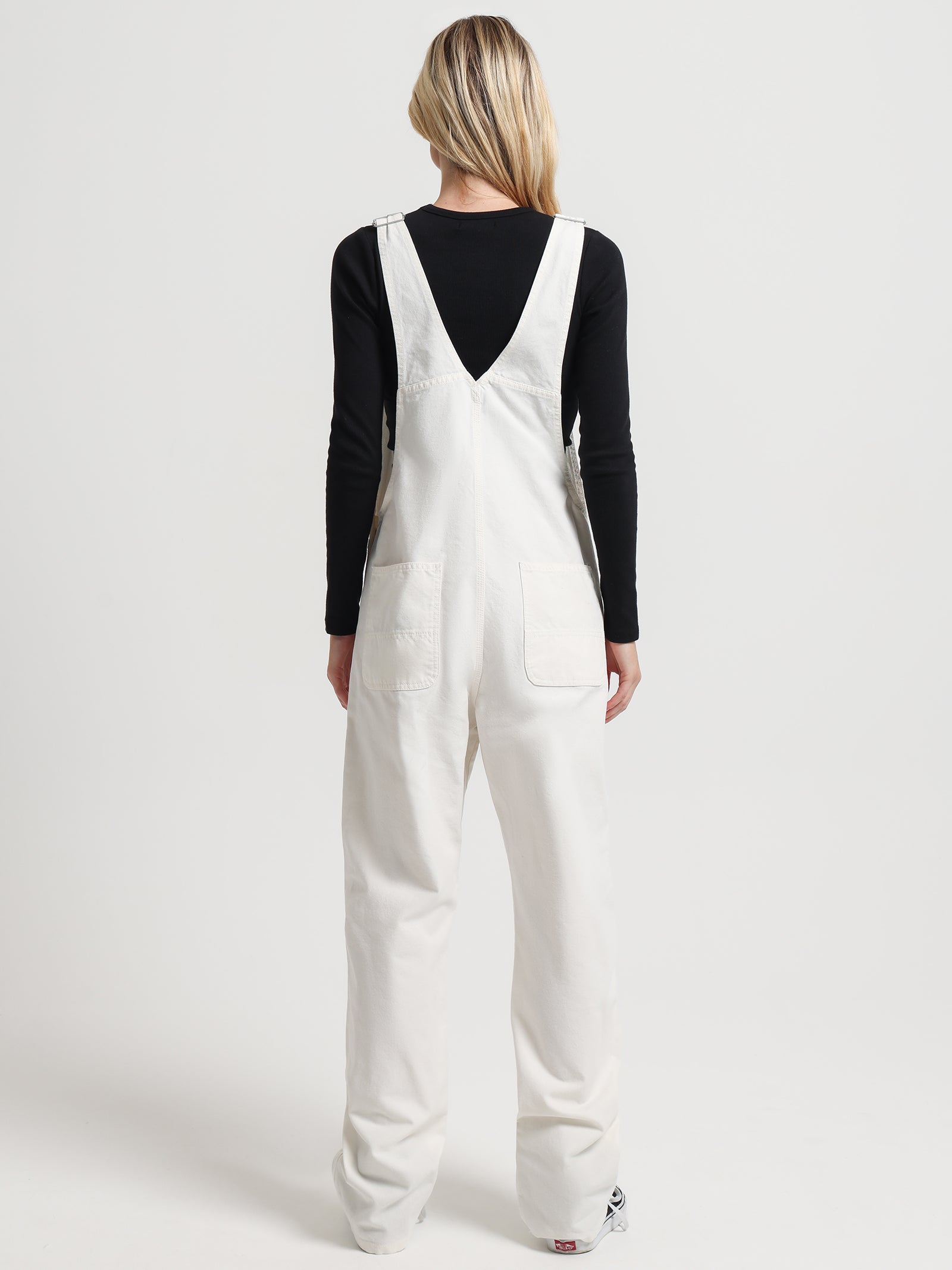 Bib Straight-Leg Overalls in Cream