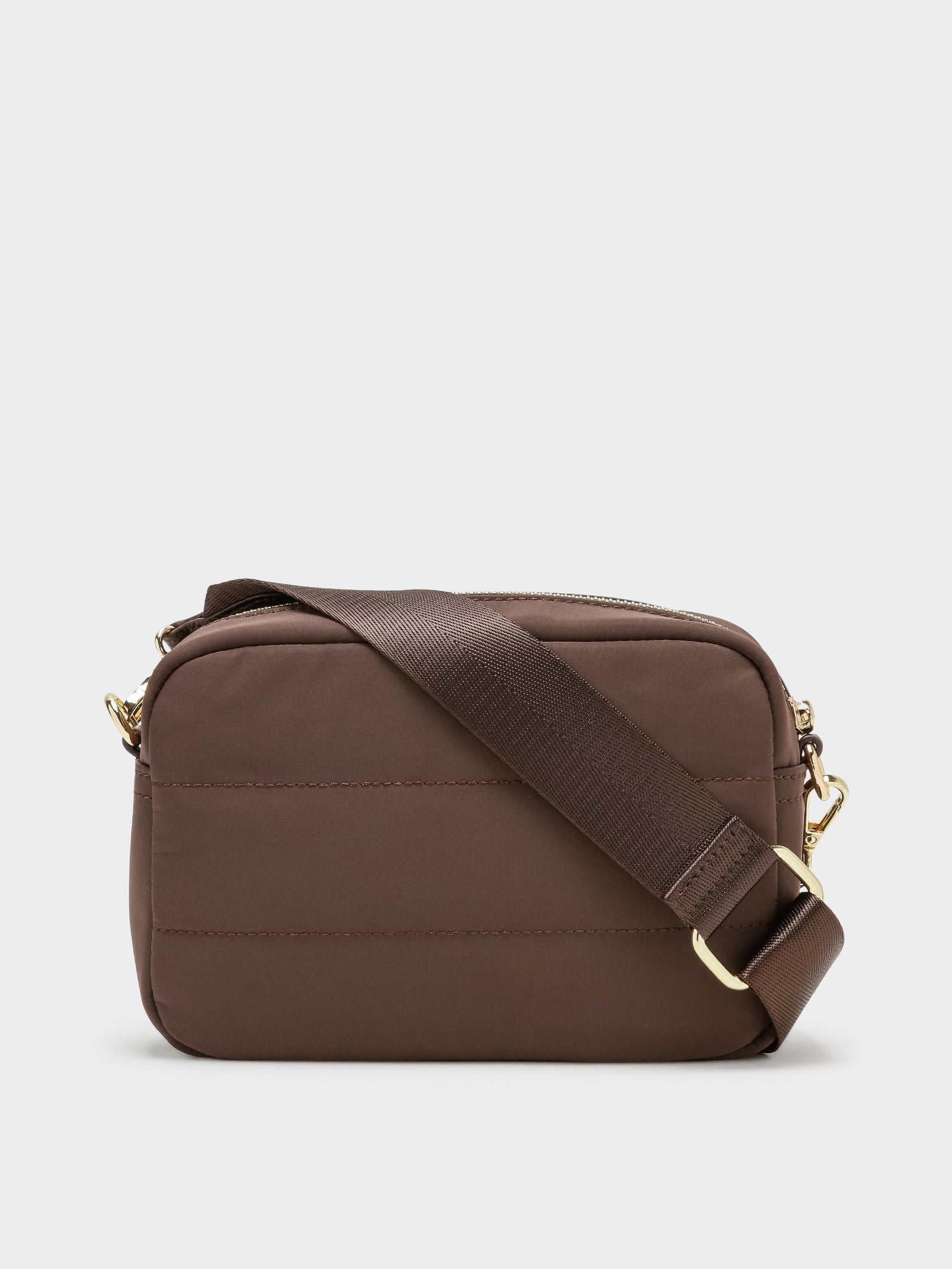 Flo Quilted Camera Bag in Chocolate & Gold