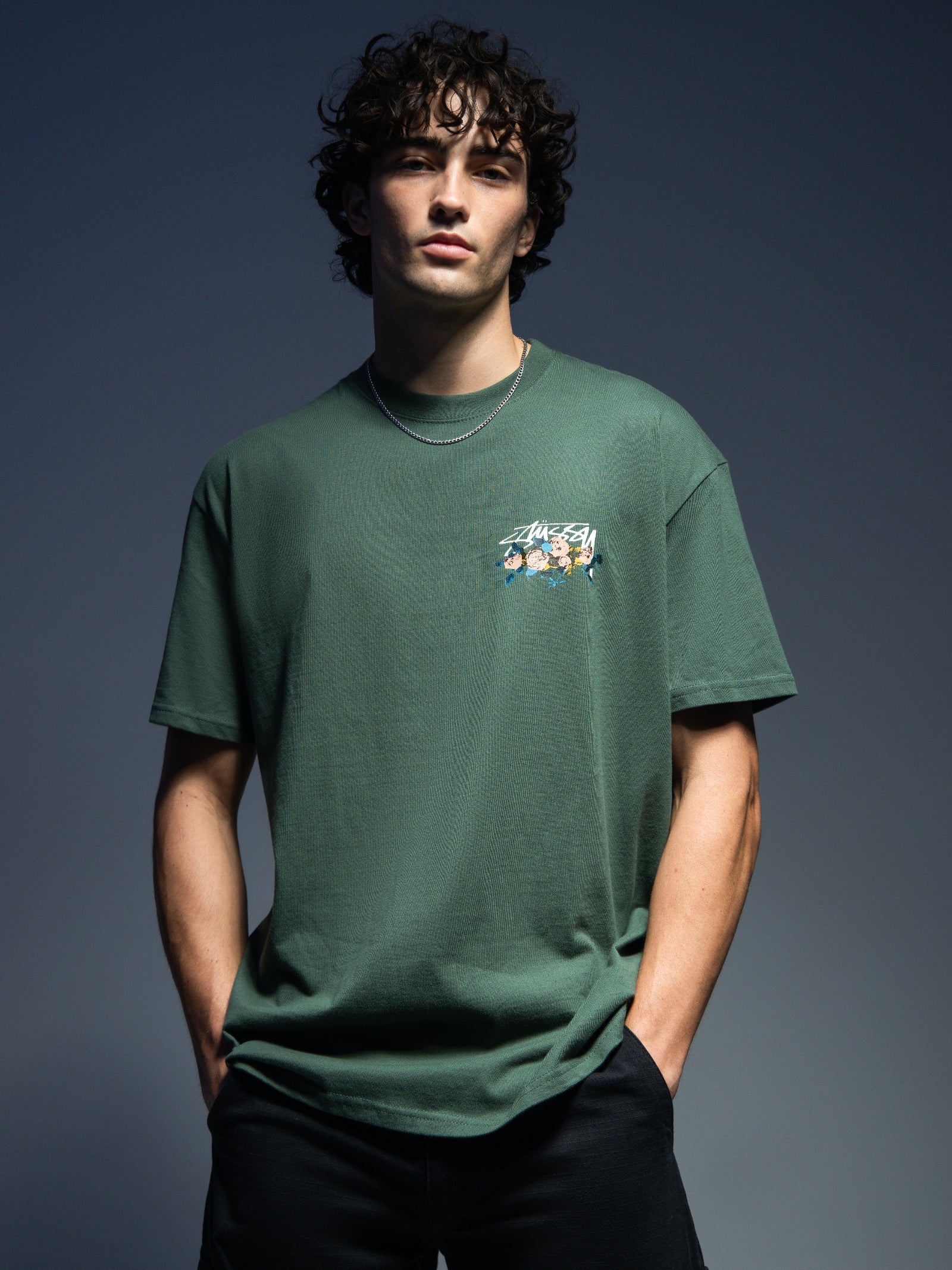 Roses Heavy Weight T-Shirt in Fern Green