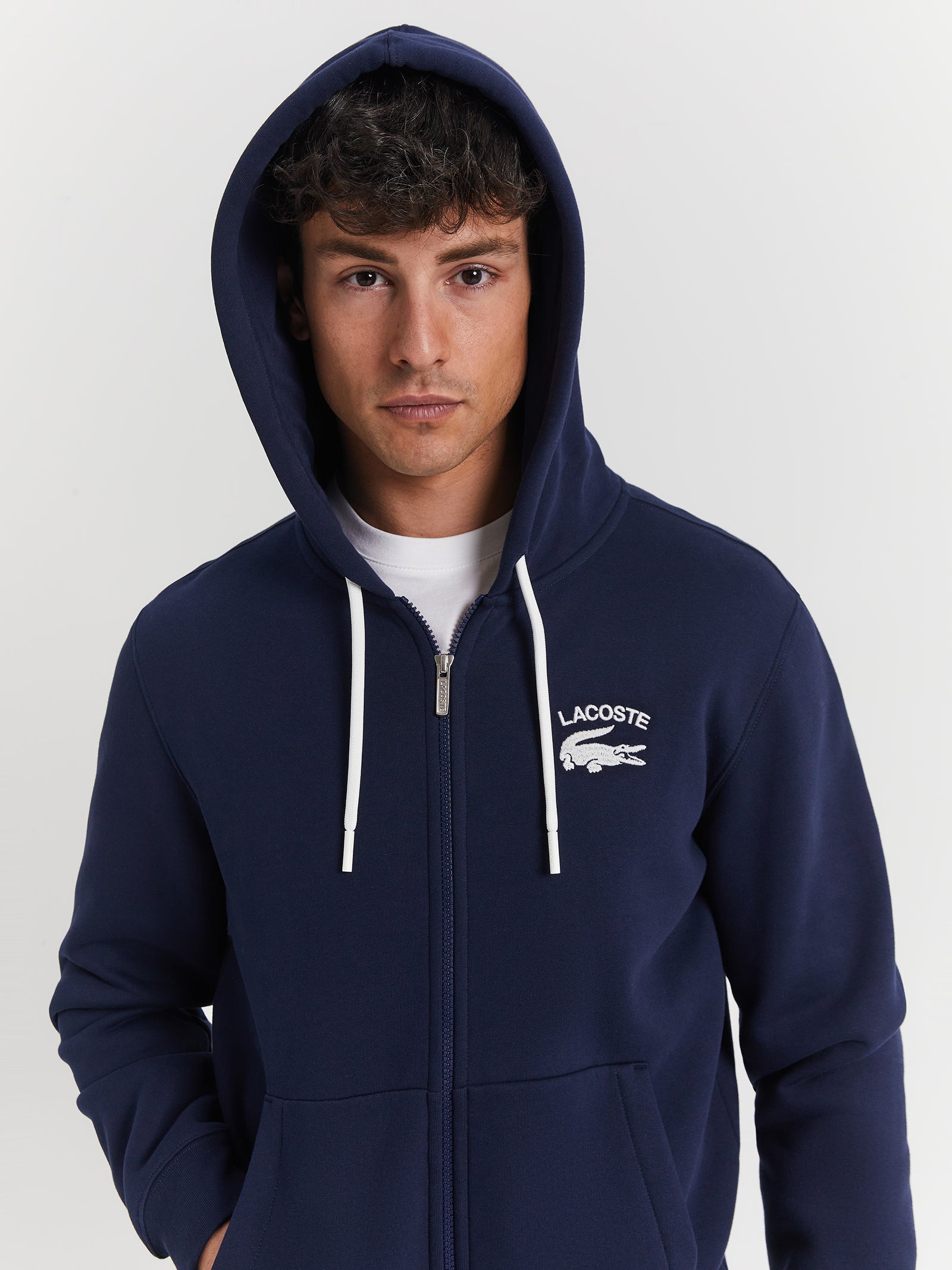 Soft Branding Zip Front Sweat in Navy