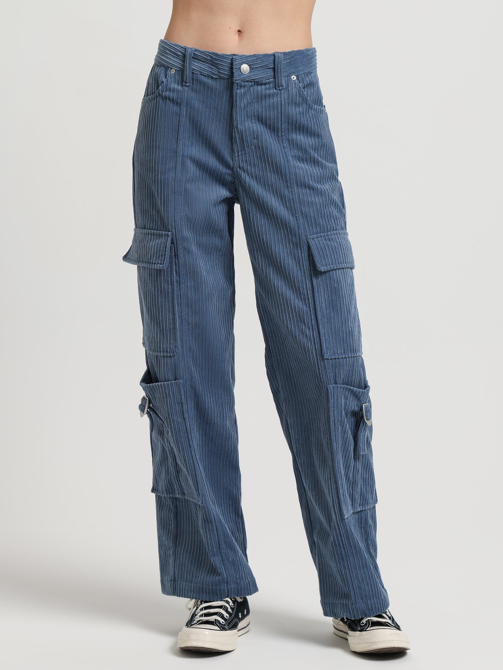 Harper Cord Cargo Pants in Airforce Blue