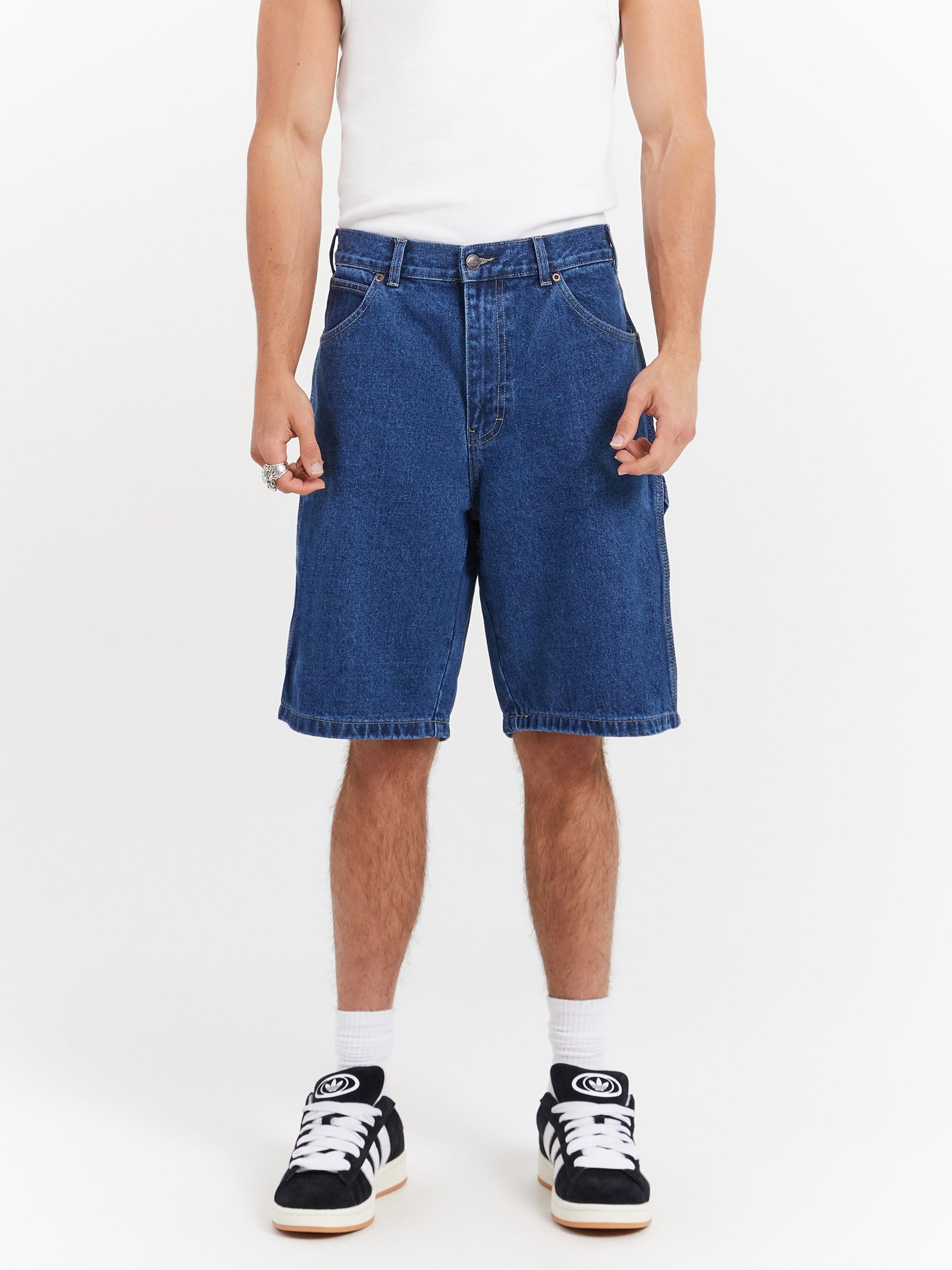 11 Relaxed Fit Denim Shorts in Stone Wash Indigo