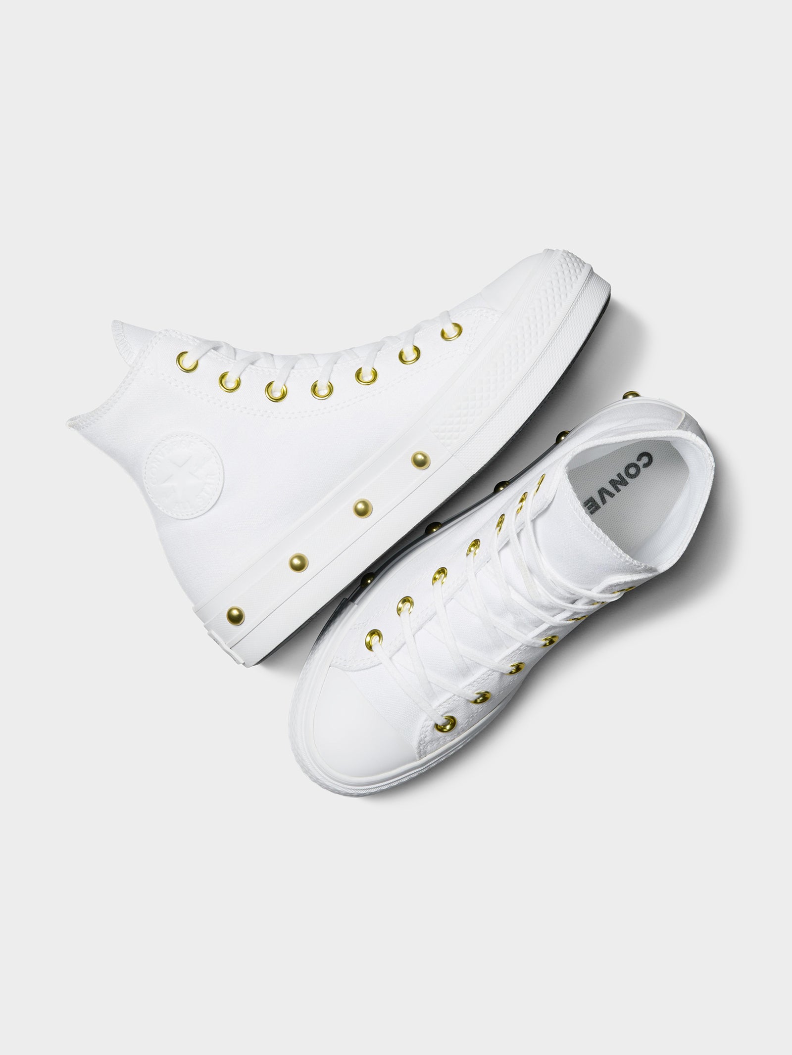 Womens Converse Chuck Taylor All Star Lift Platform Star Studded High Top White