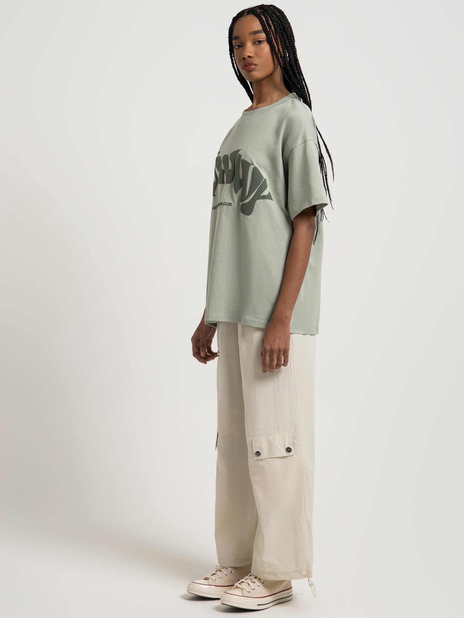 Owwy Heavyweight Puff T-Shirt in Sage Green