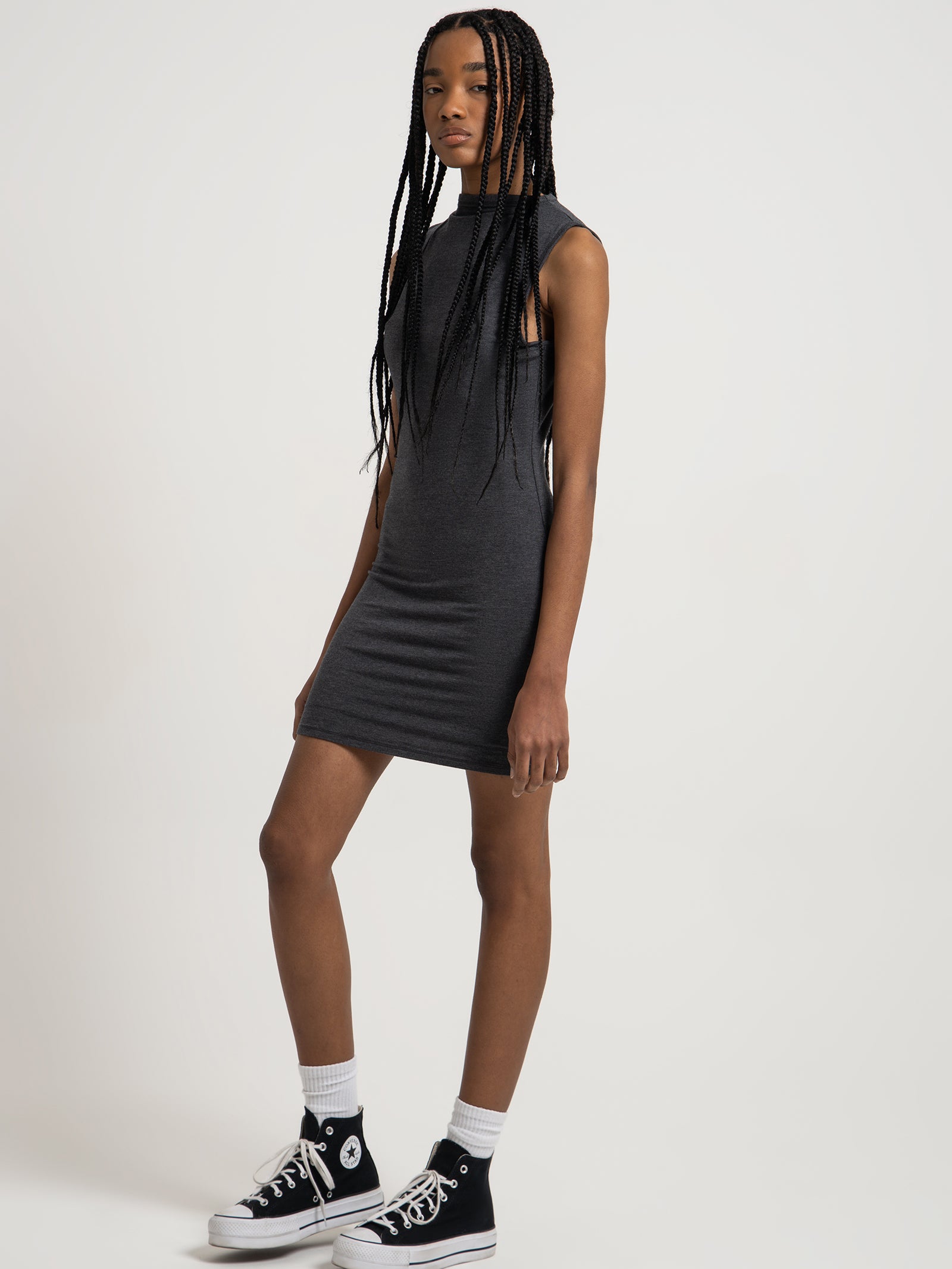 Ambroise Tank Dress in Charcoal Marle