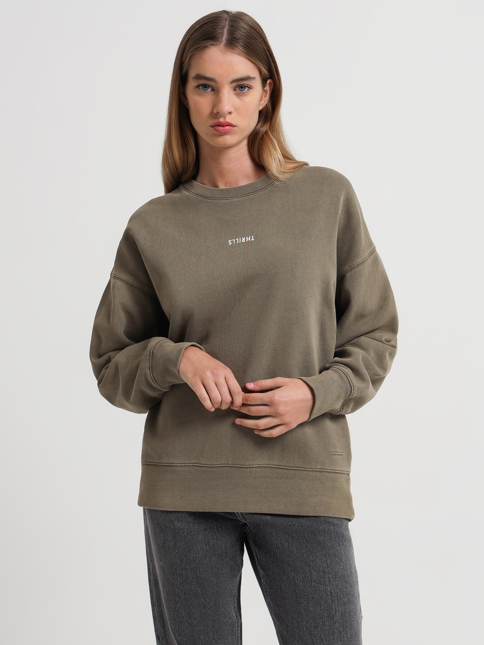 Minimal Thrills Slouch Crew Sweater in Dune