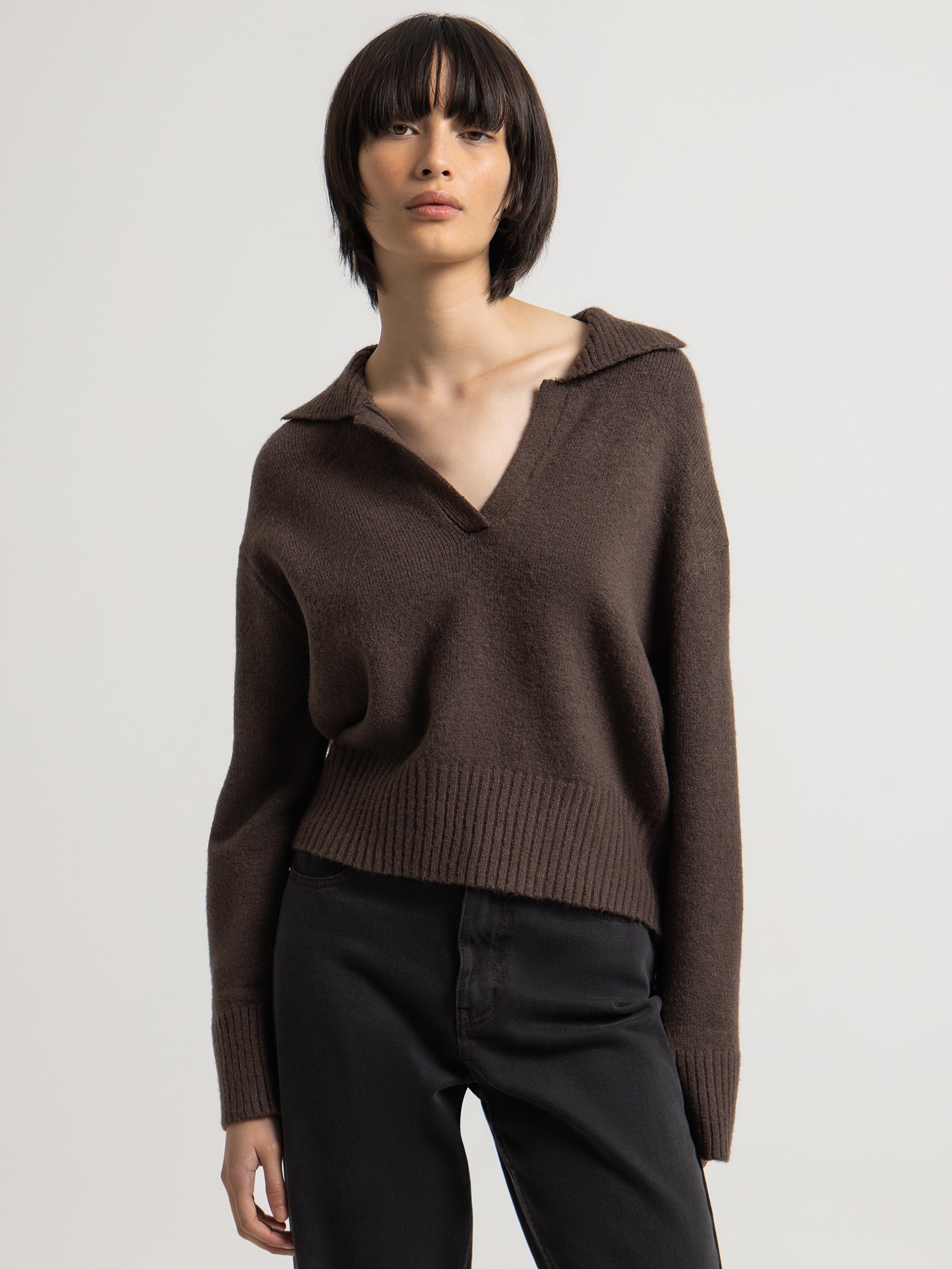 Kinsley Rugby Knit in Cinder Brown