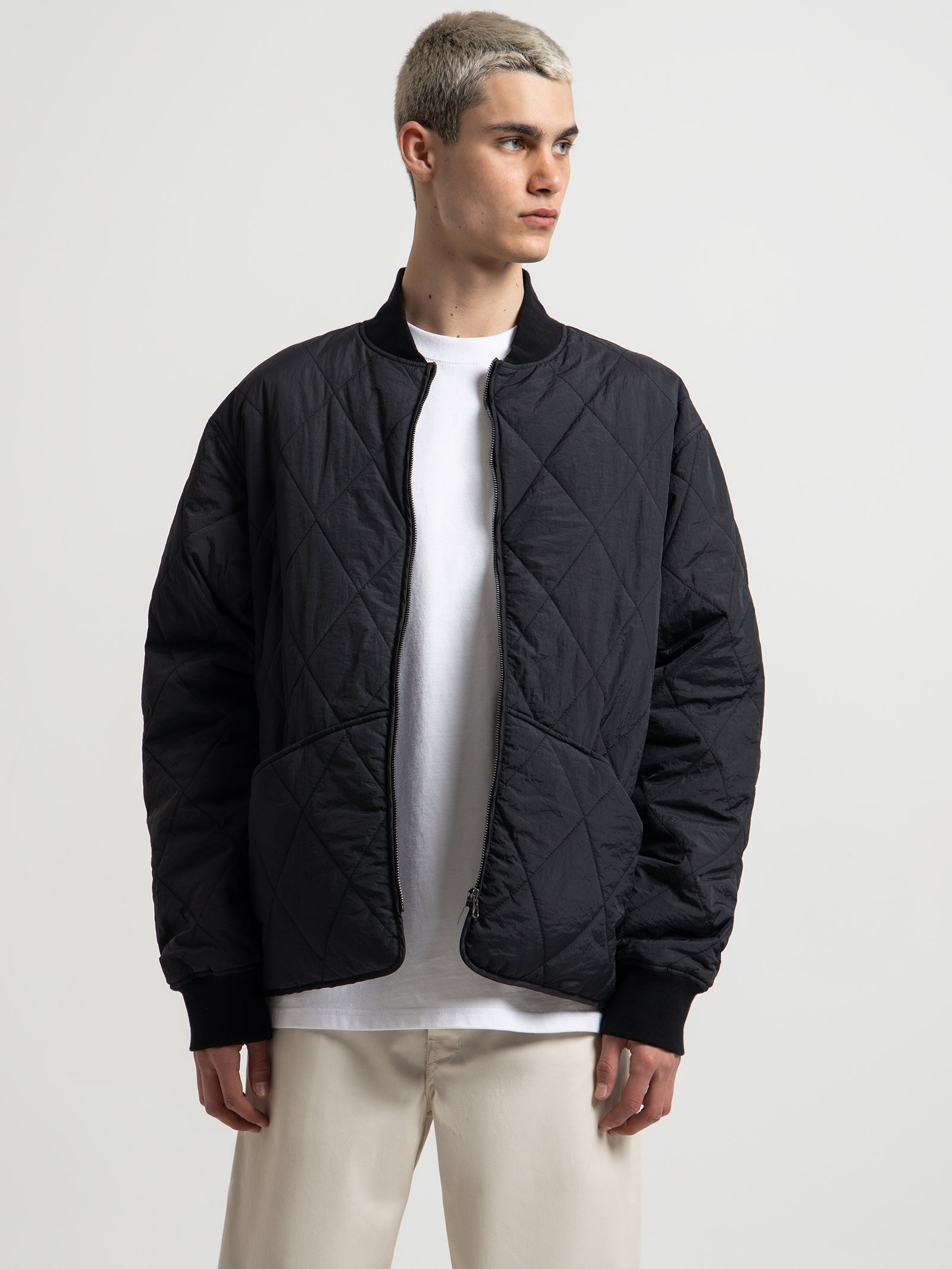 Dice Quilted Jacket in Black