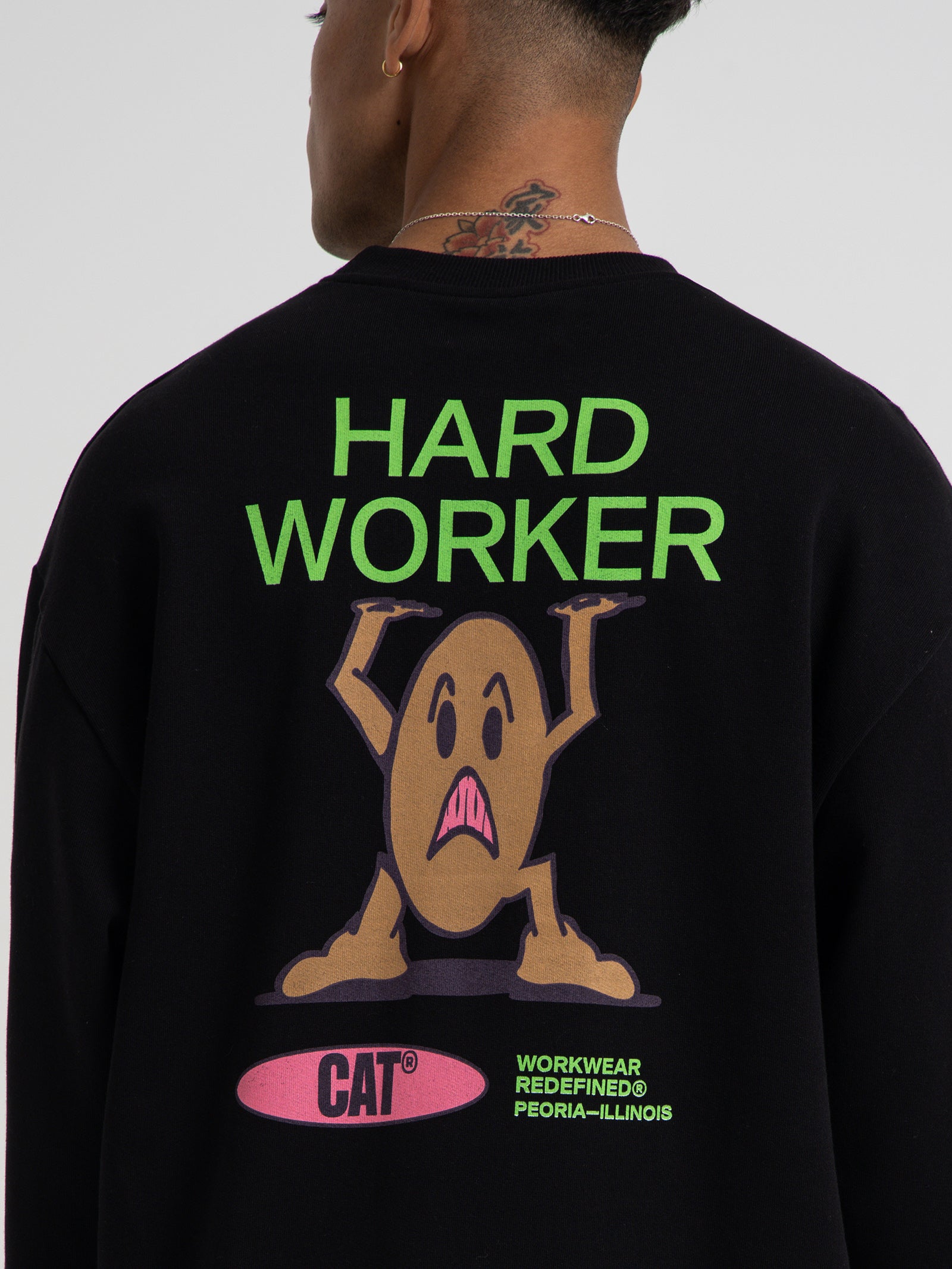 Hard Worker Crewneck Sweater in Black