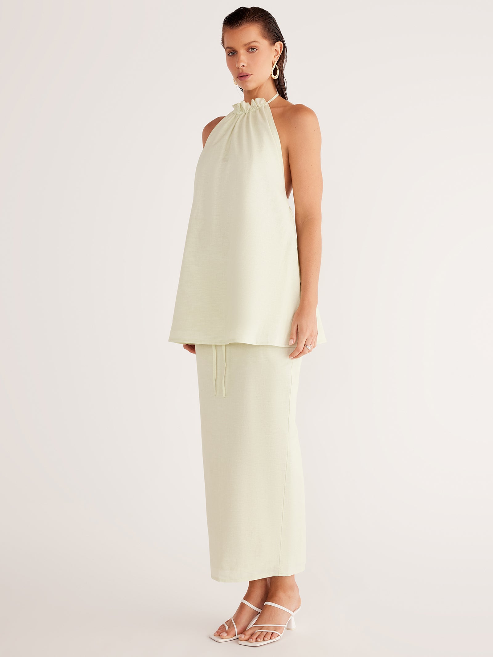 Alysse Halter Dress In Matcha