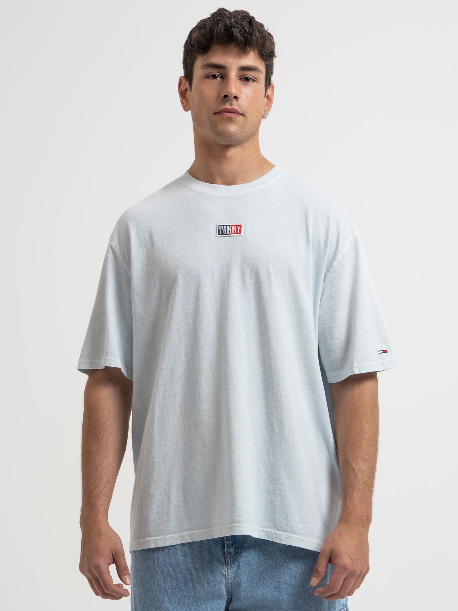 Pigment Dyed Boxy Fit T-Shirt in Shimmering Blue