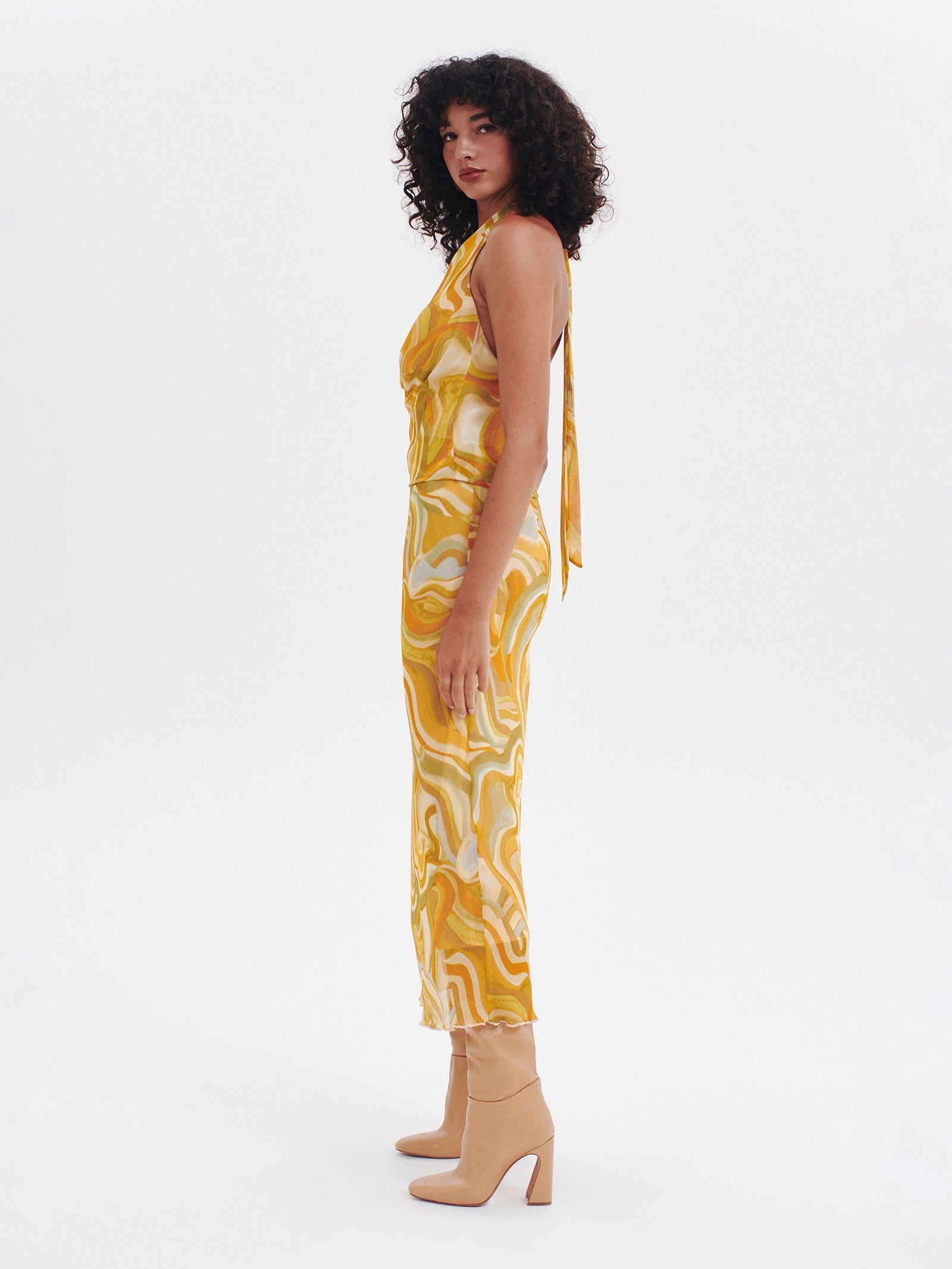 Wavy Baby Midi Skirt in Honey Swirl