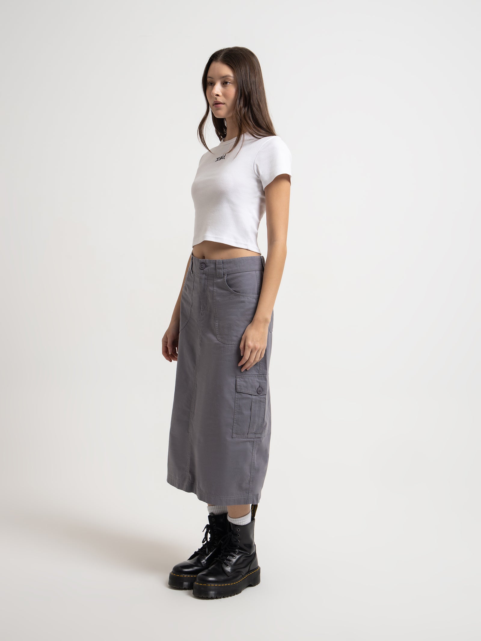 Work Cargo Maxi Skirt in Cement