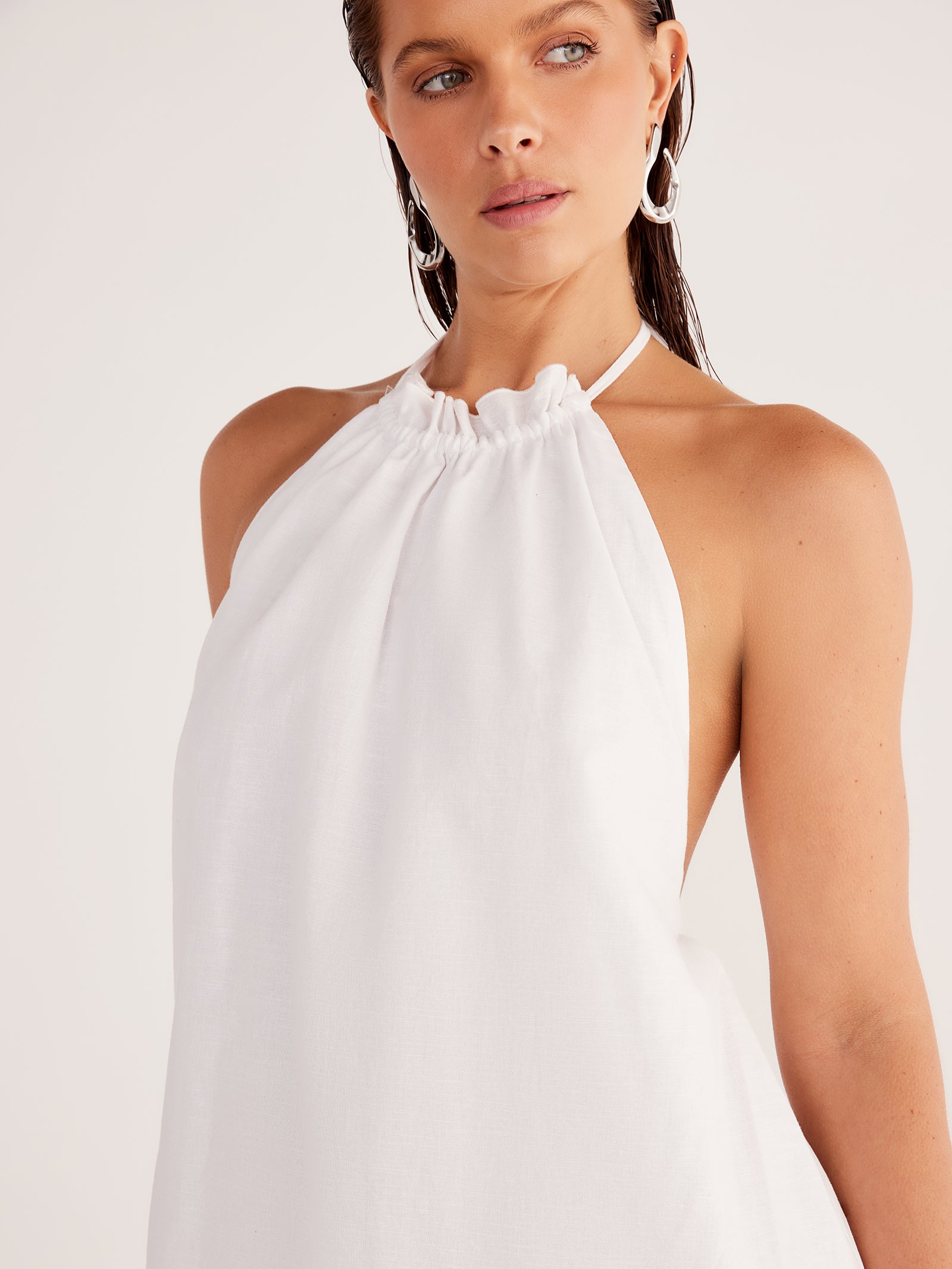 Alysse Halter Dress In White